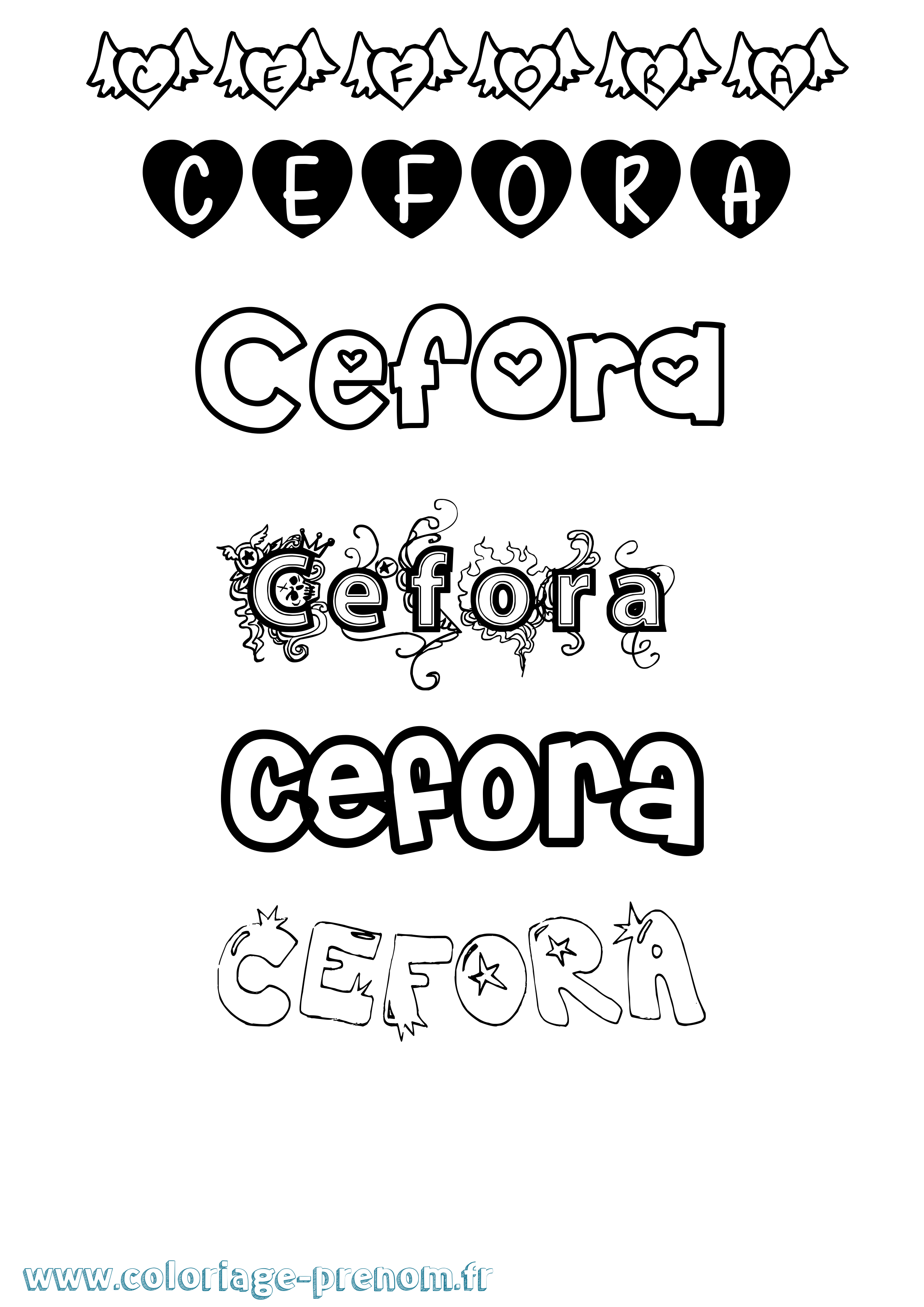 Coloriage Cefora Girly Coloriage prénom Cefora Girly