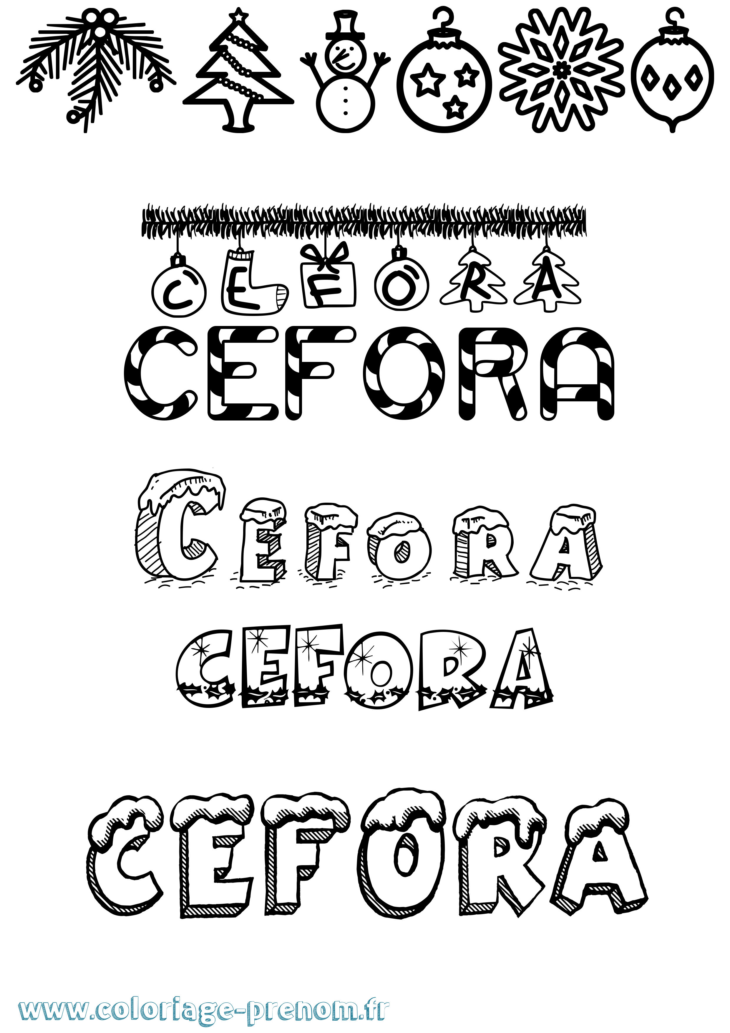 Coloriage Cefora Noël Coloriage prénom Cefora Noël
