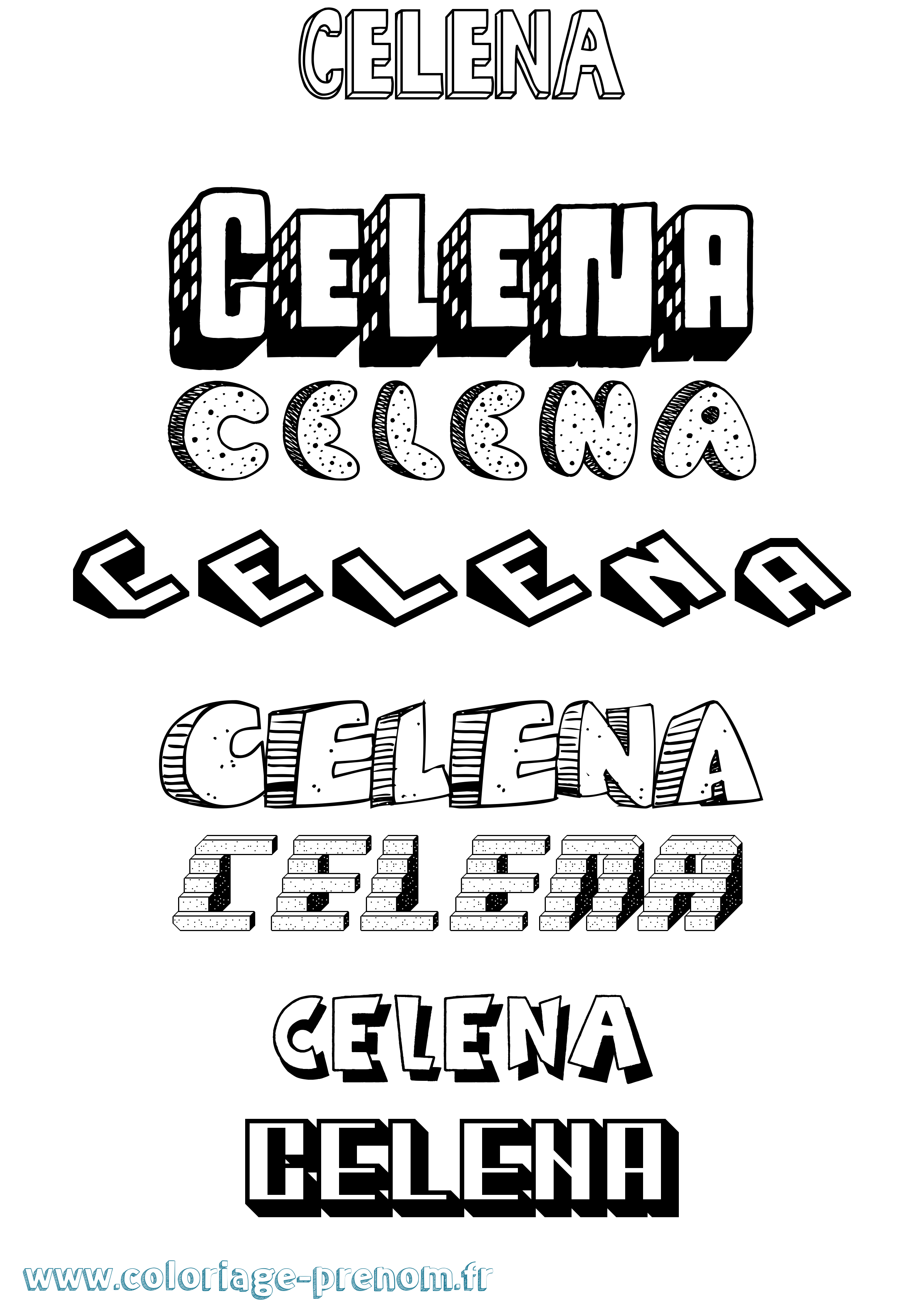 Coloriage Celena Effet 3D Coloriage prénom Celena Effet 3D
