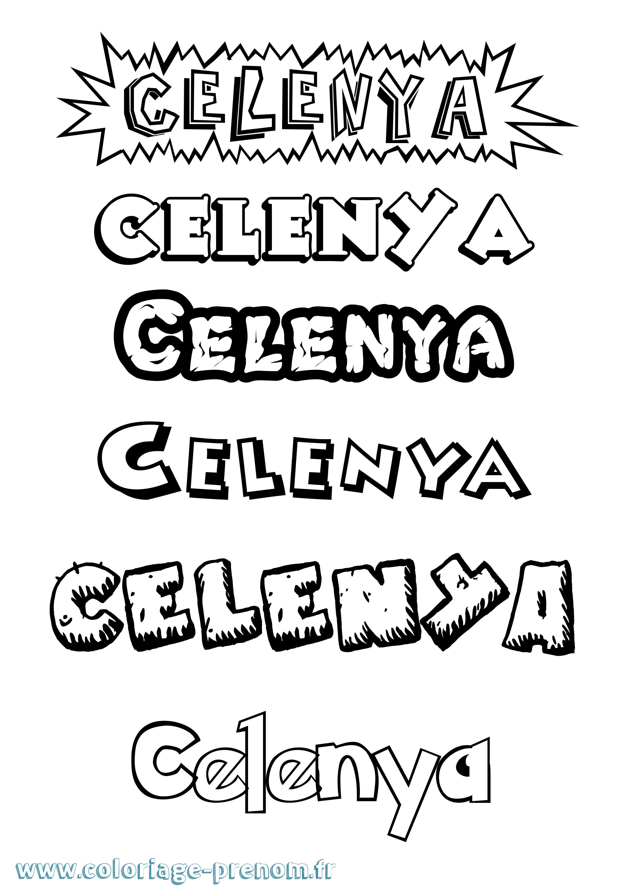 Coloriage Celenya Dessin Animé Coloriage prénom Celenya Dessin Animé