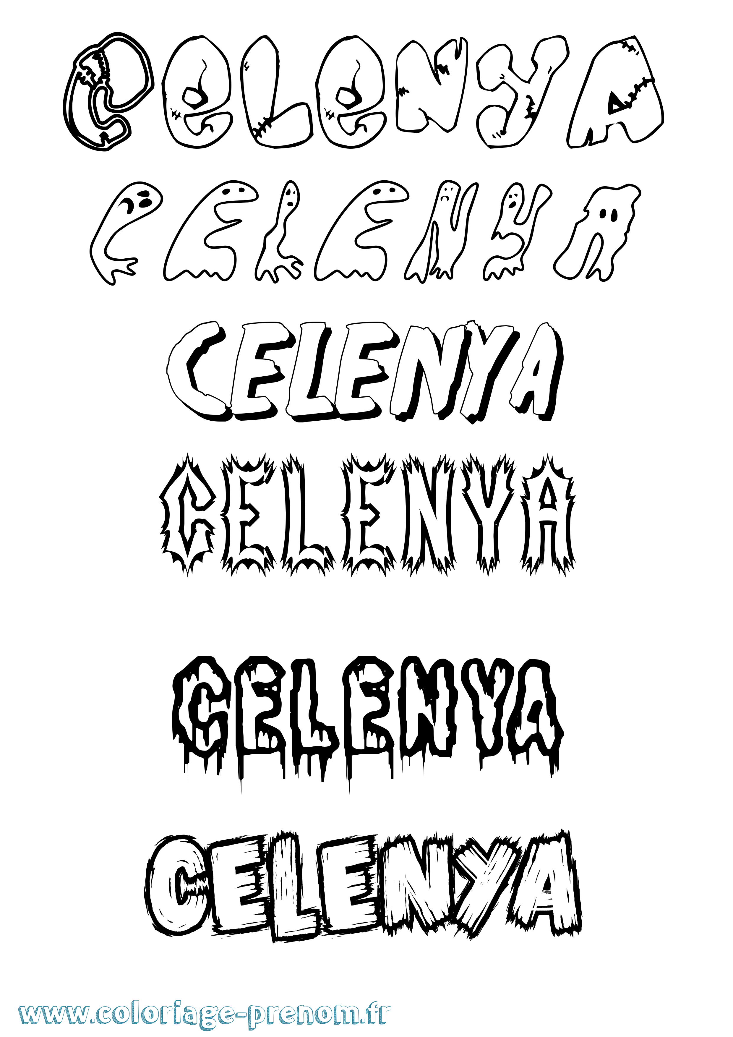 Coloriage Celenya Frisson Coloriage prénom Celenya Frisson