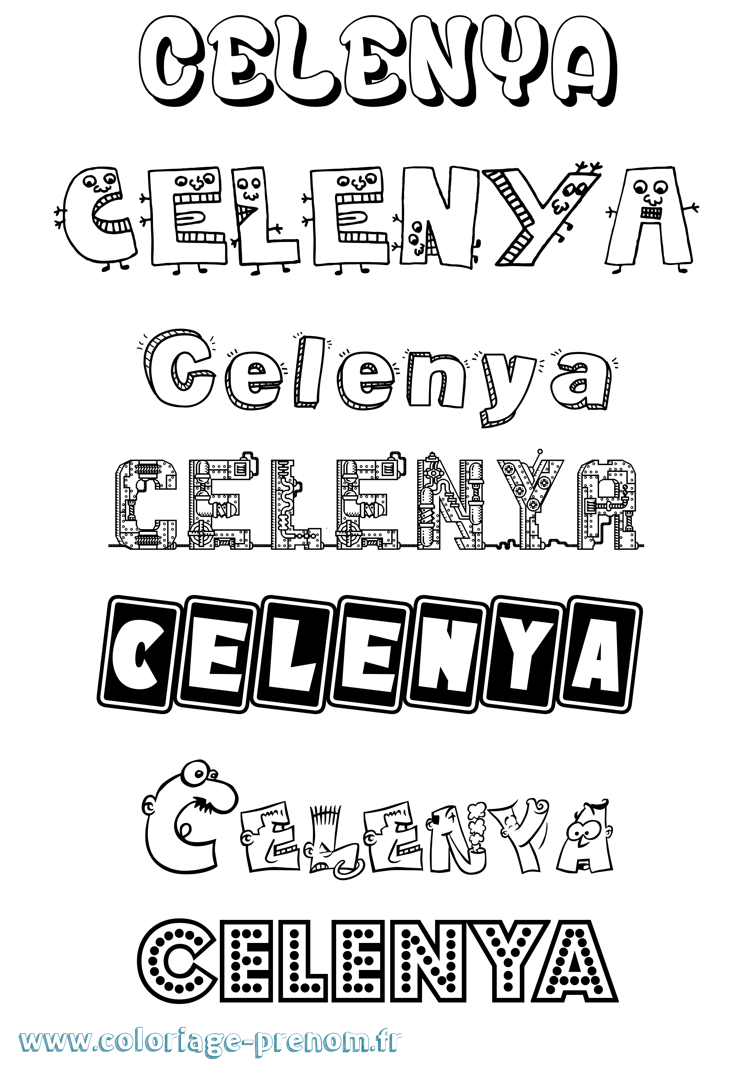 Coloriage Celenya Fun Coloriage prénom Celenya Fun
