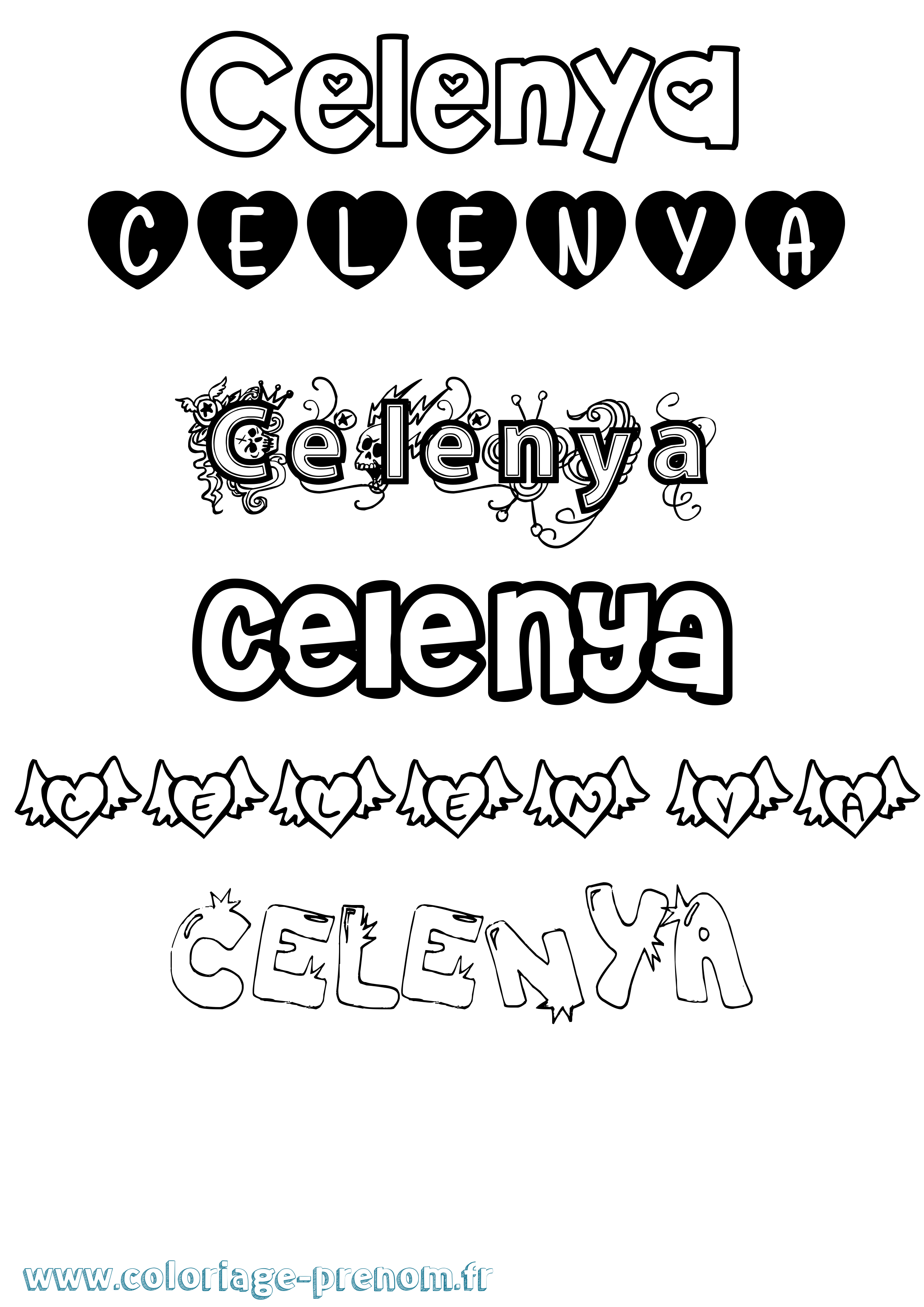 Coloriage Celenya Girly Coloriage prénom Celenya Girly