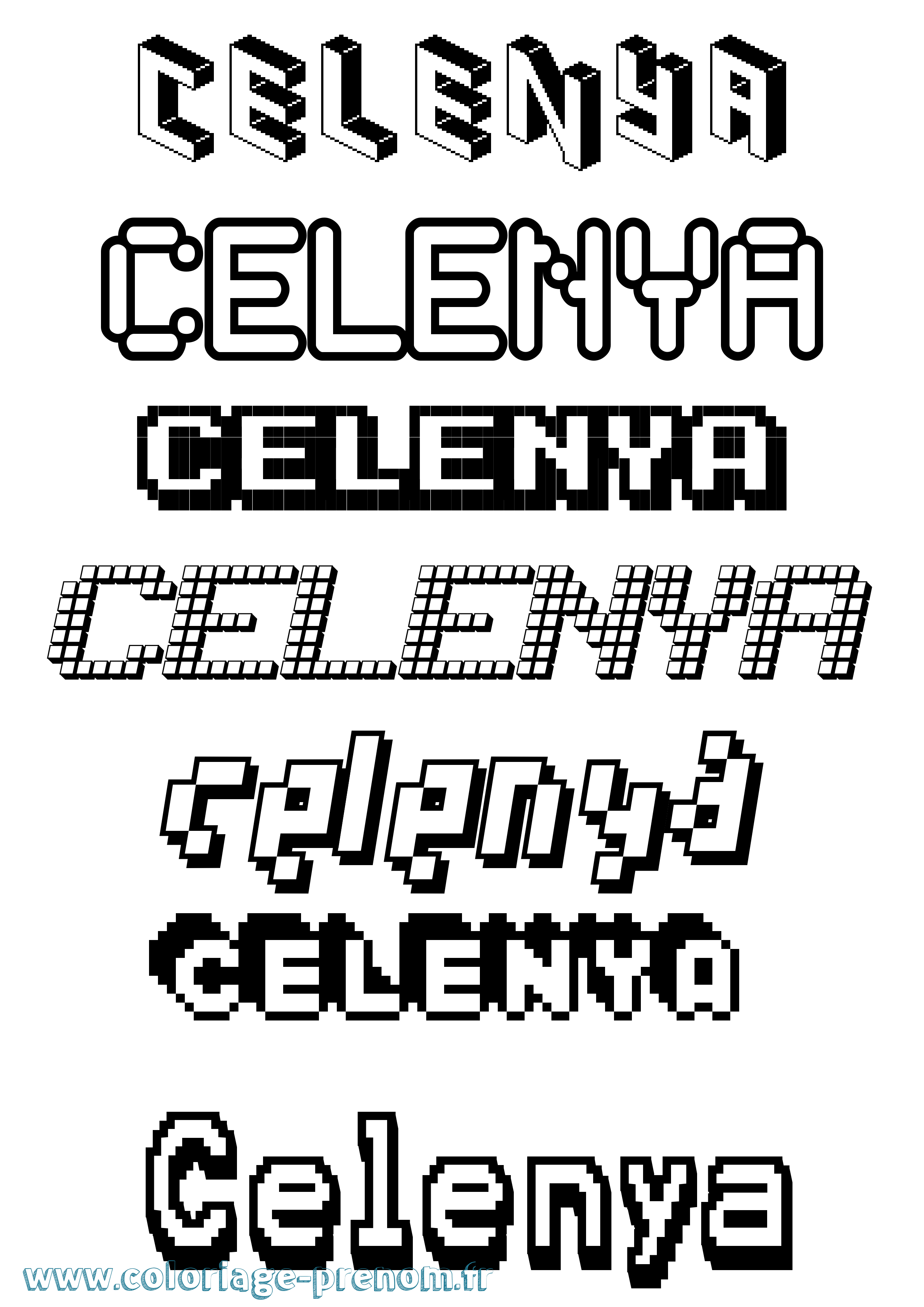 Coloriage Celenya Pixel Coloriage prénom Celenya Pixel
