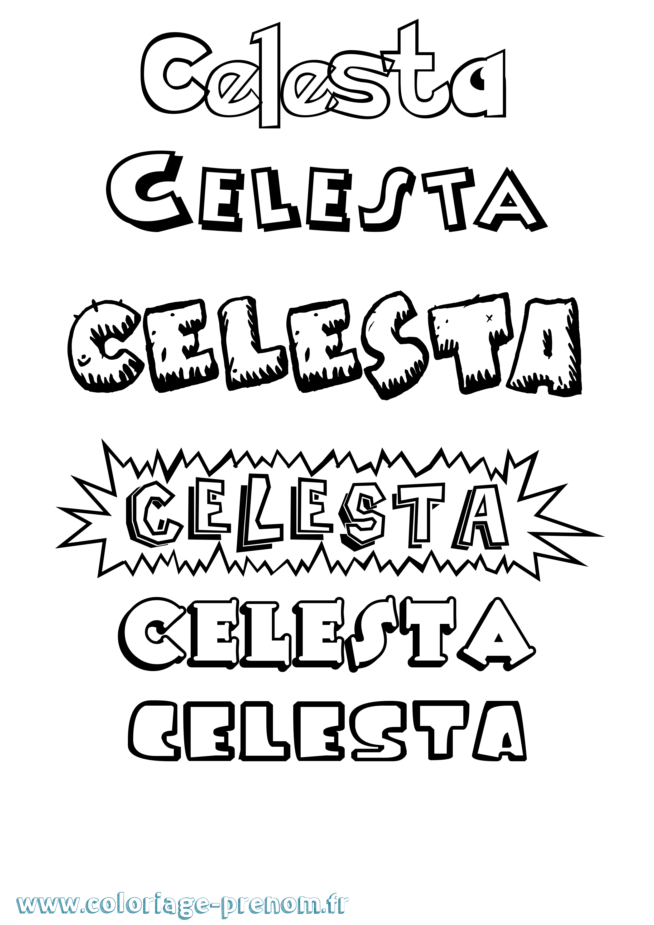 Coloriage Celesta Dessin Animé Coloriage prénom Celesta Dessin Animé