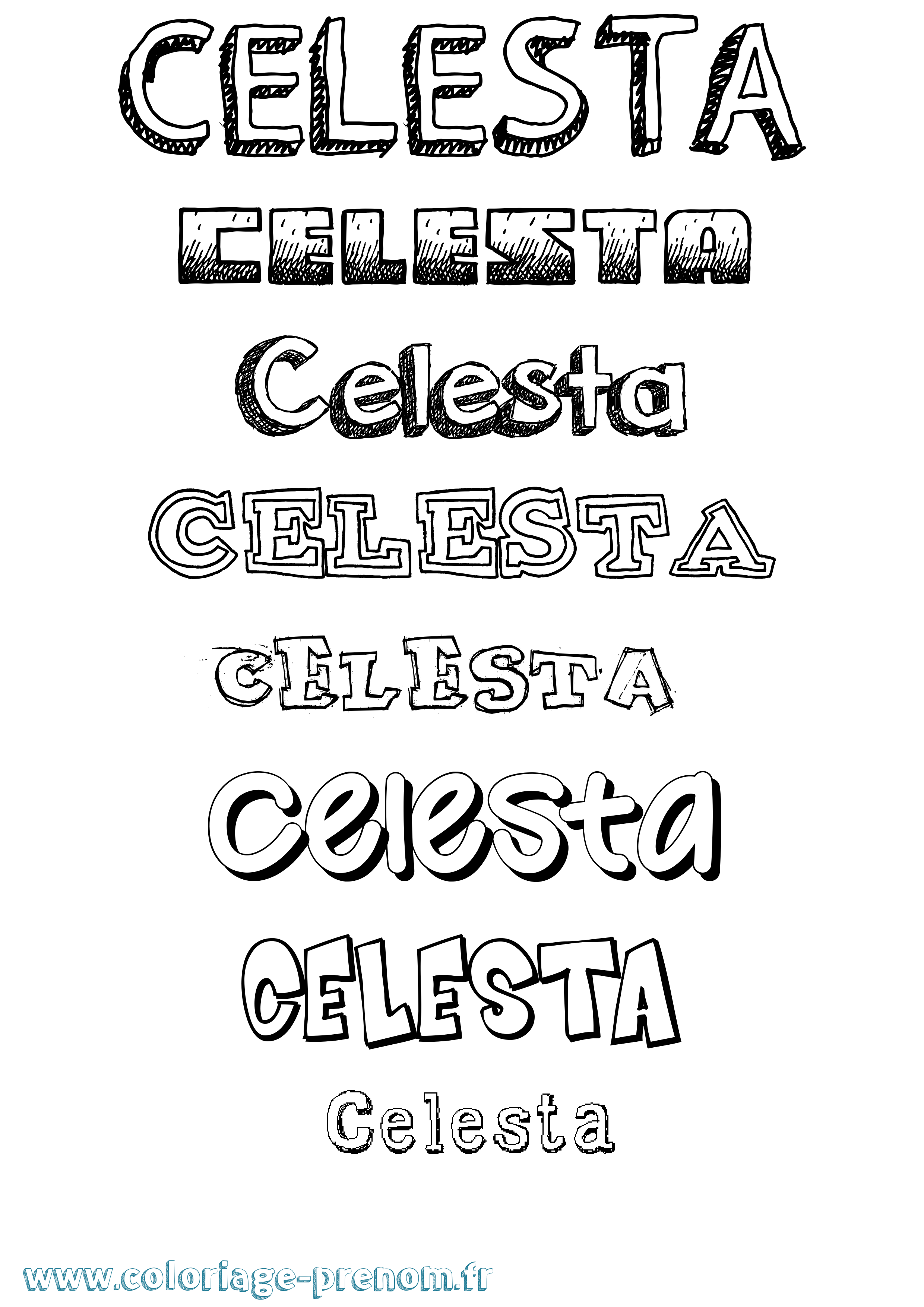 Coloriage Celesta Dessiné Coloriage prénom Celesta Dessiné