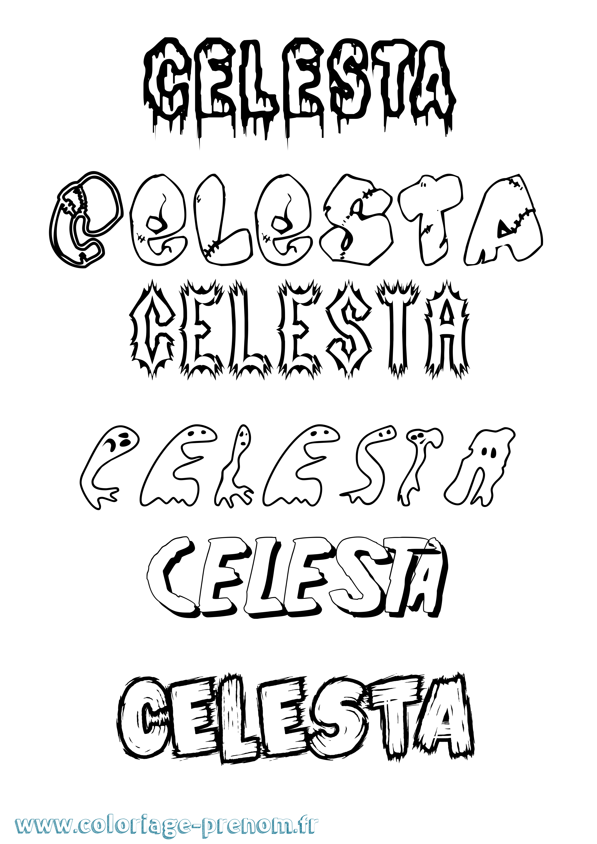 Coloriage Celesta Frisson Coloriage prénom Celesta Frisson
