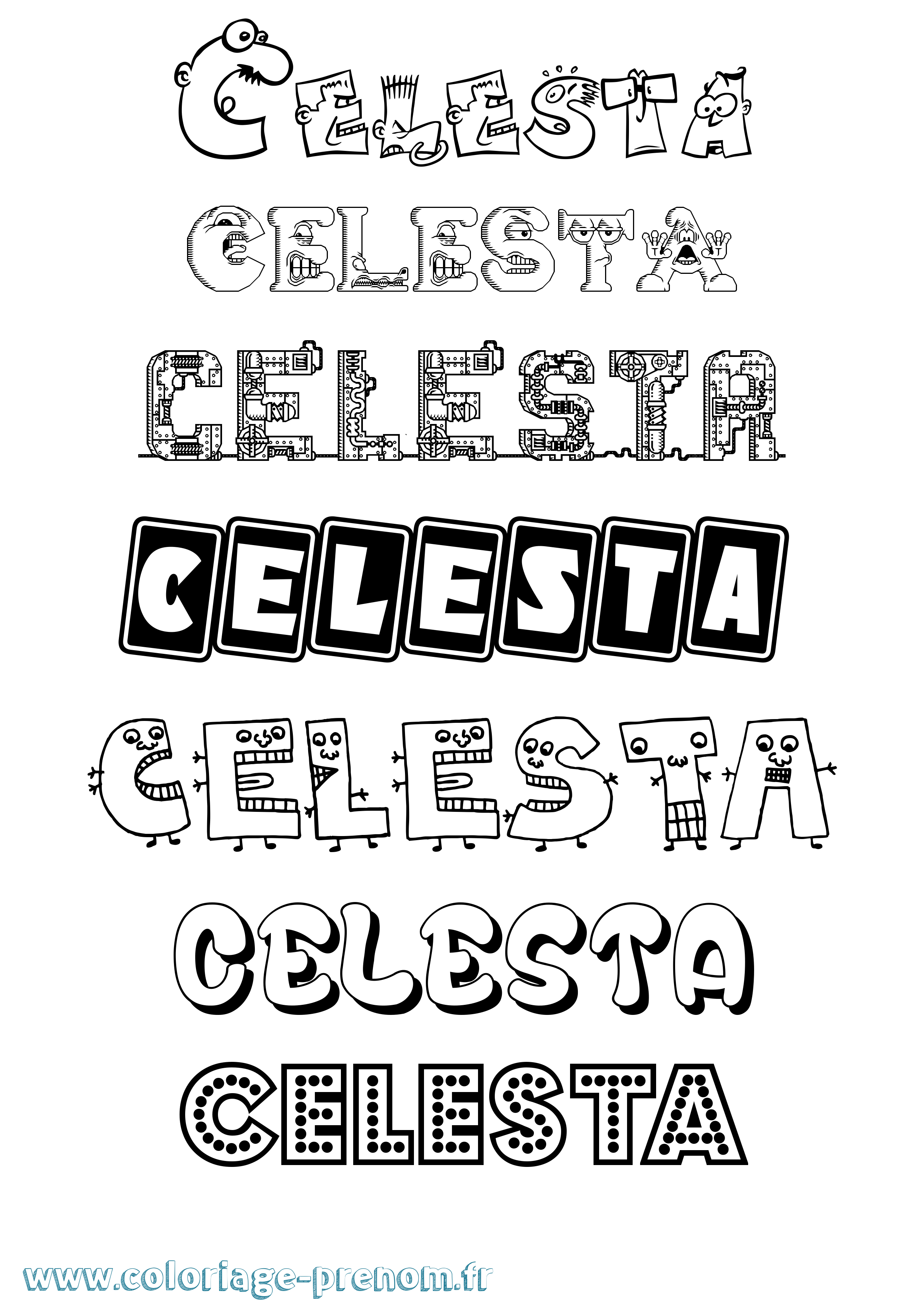 Coloriage Celesta Fun Coloriage prénom Celesta Fun