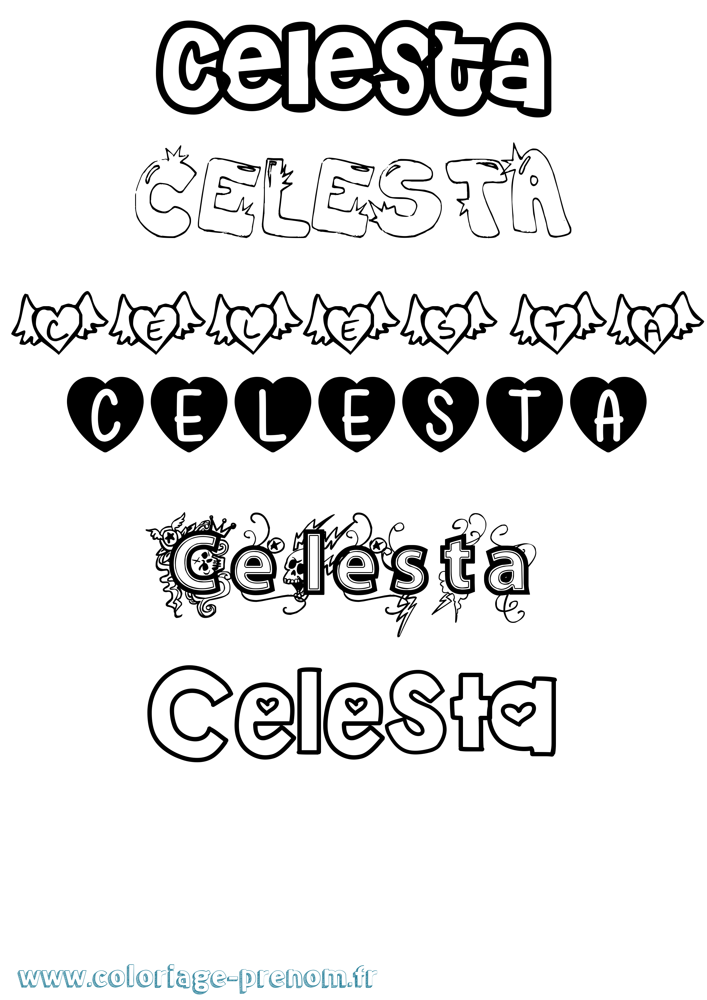 Coloriage Celesta Girly Coloriage prénom Celesta Girly