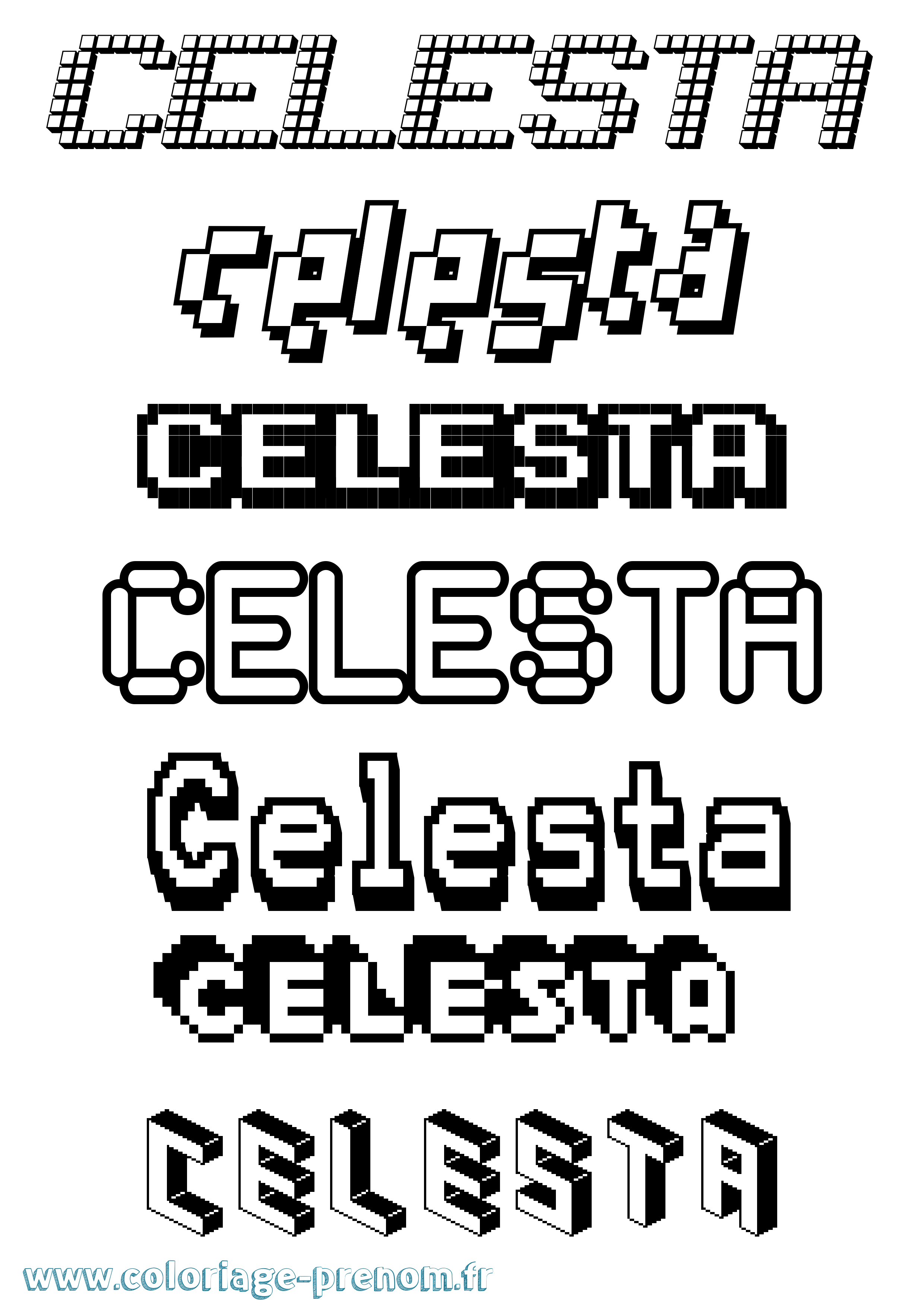 Coloriage Celesta Pixel Coloriage prénom Celesta Pixel