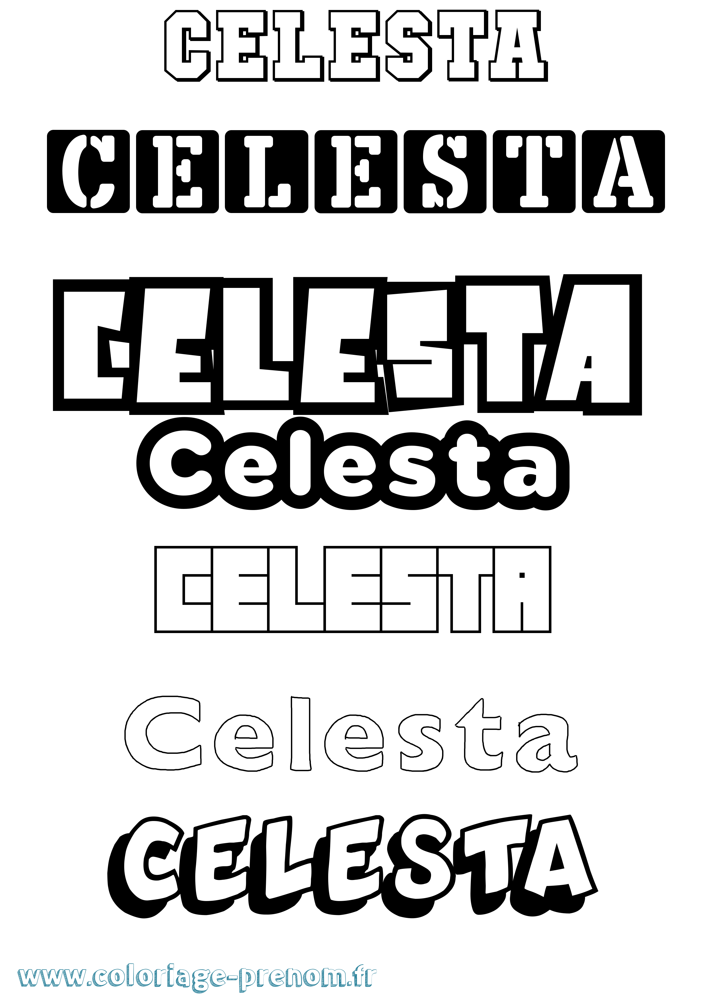 Coloriage Celesta Simple Coloriage prénom Celesta Simple