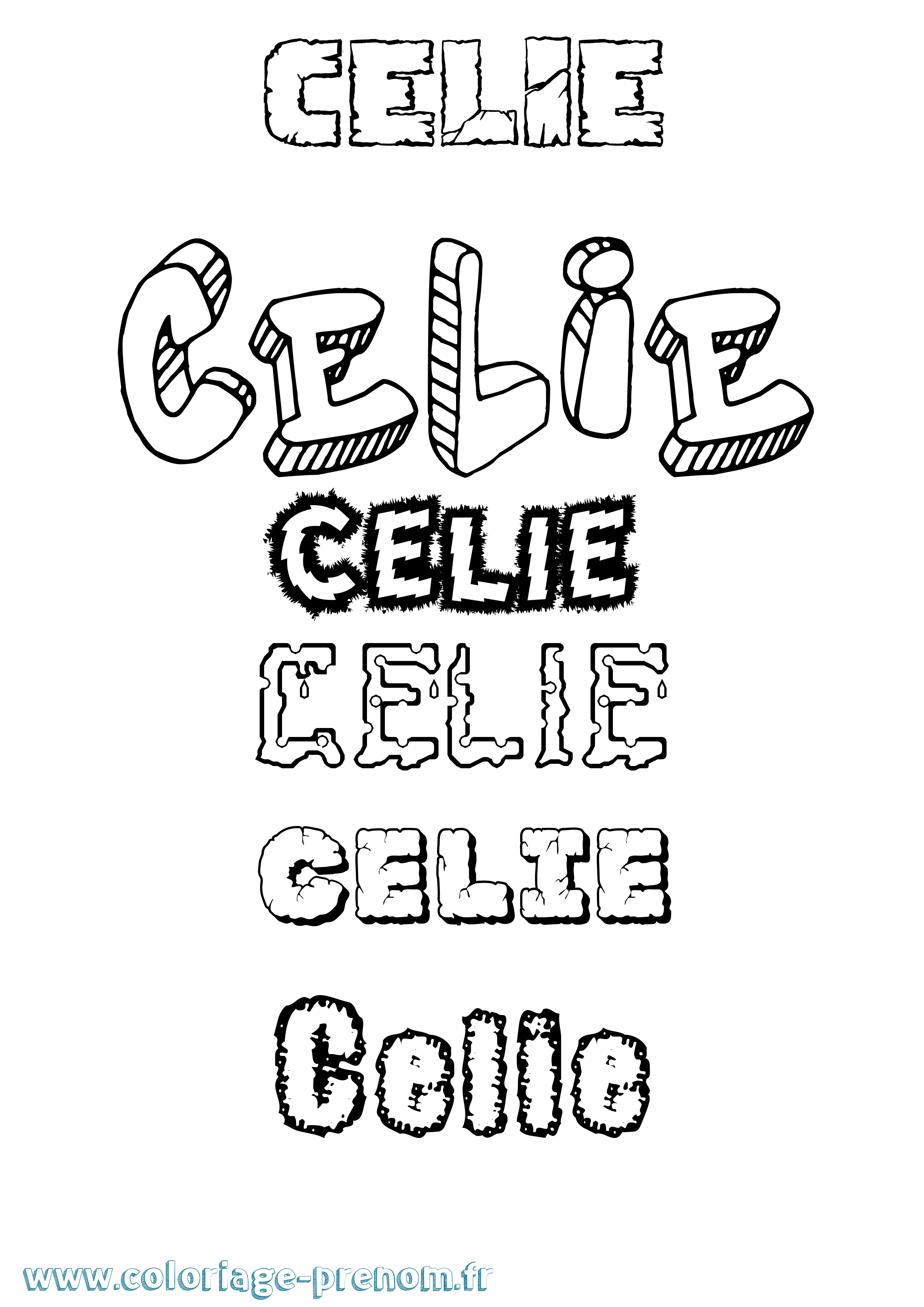 Coloriage Celie Destructuré Coloriage prénom Celie Destructuré