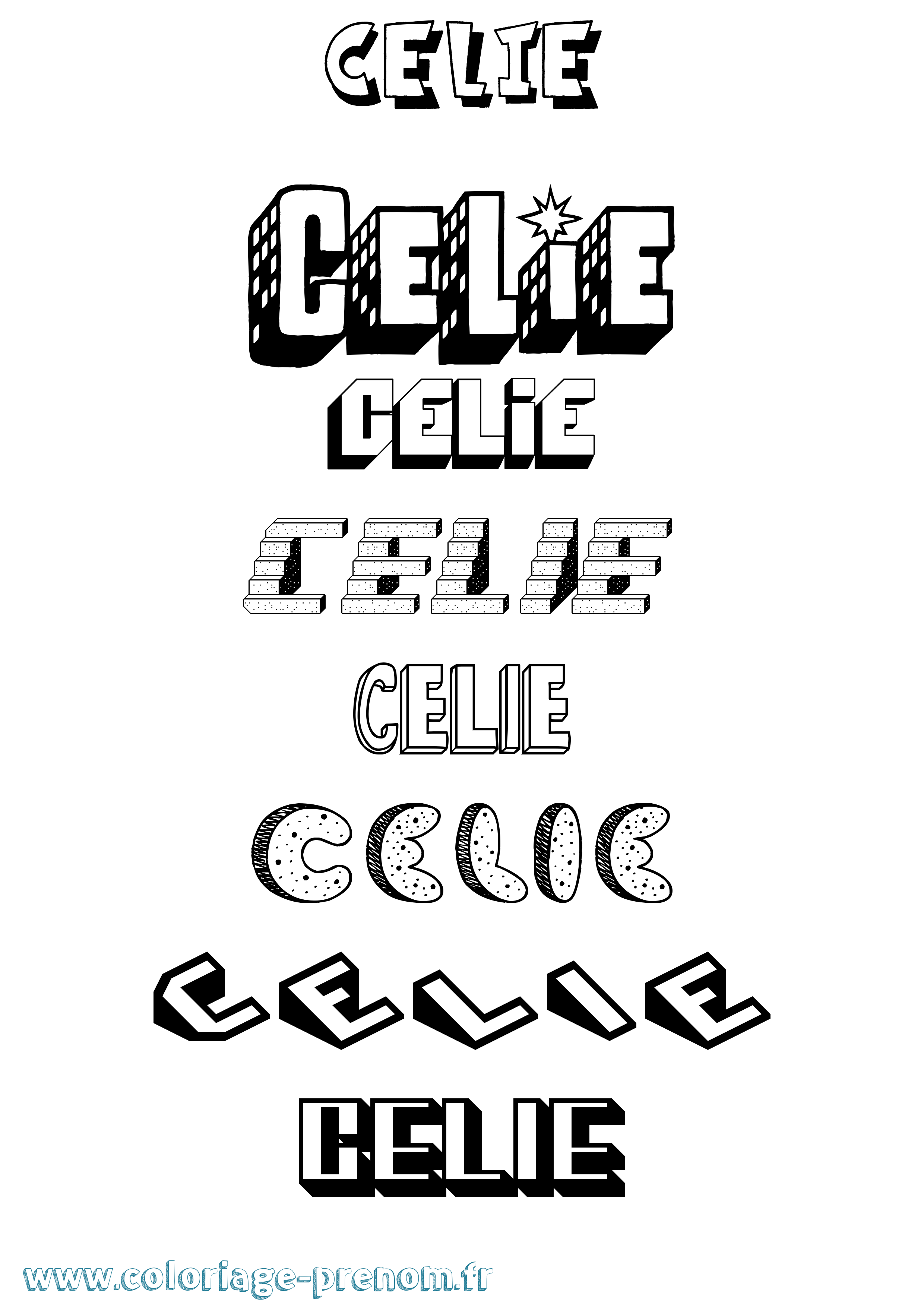 Coloriage Celie Effet 3D Coloriage prénom Celie Effet 3D