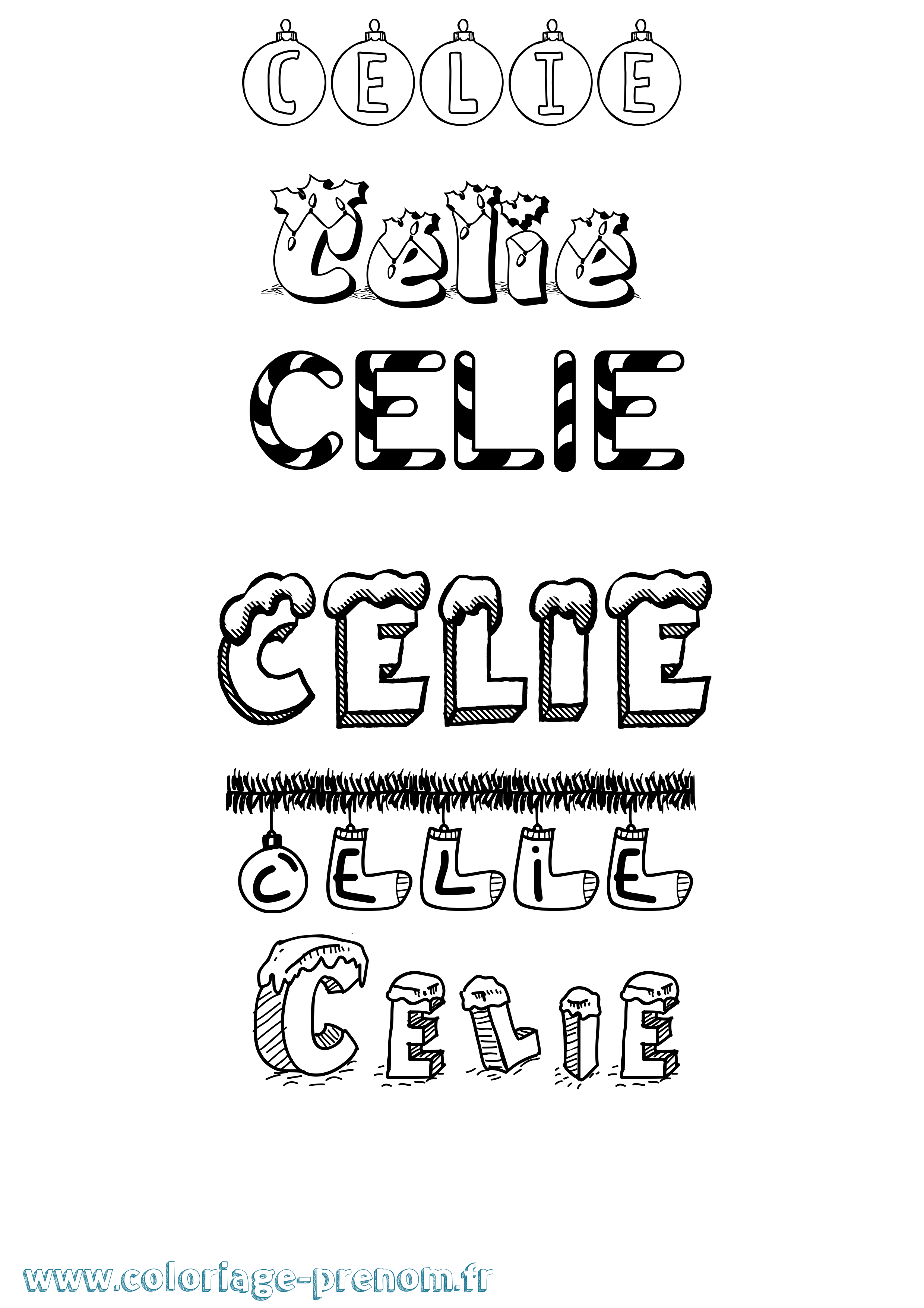 Coloriage Celie Noël Coloriage prénom Celie Noël