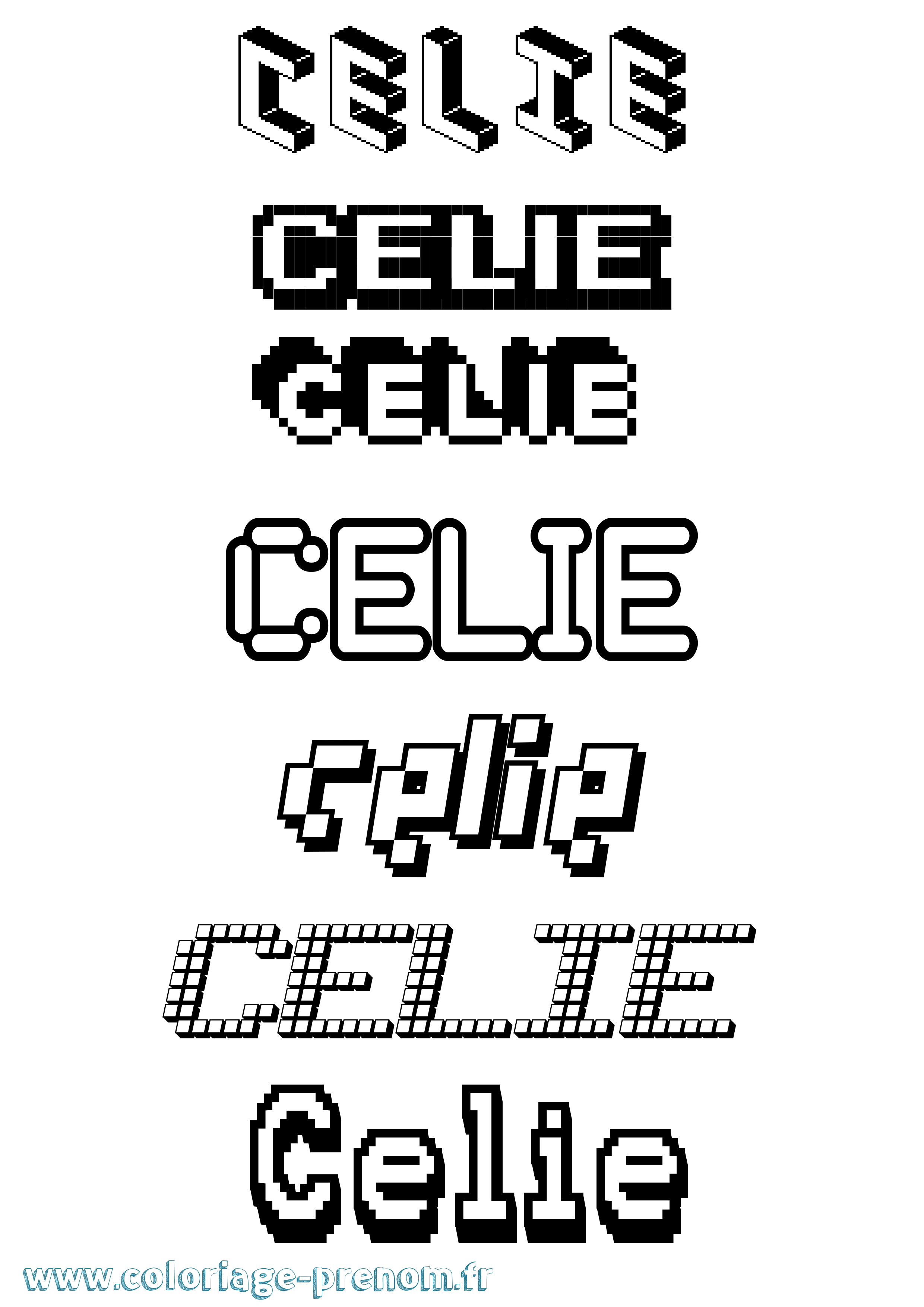 Coloriage Celie Pixel Coloriage prénom Celie Pixel
