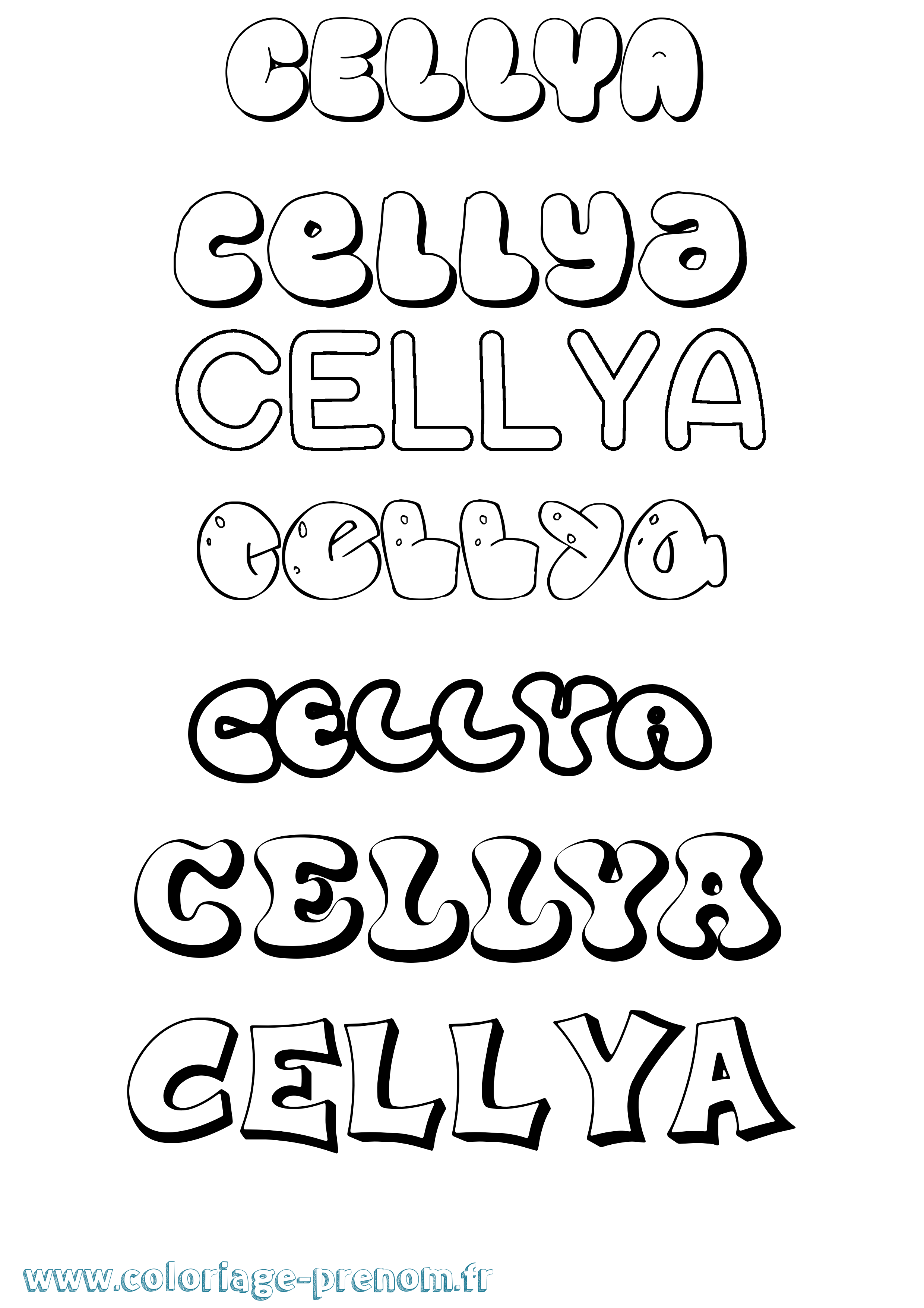 Coloriage Cellya Bubble Coloriage prénom Cellya Bubble