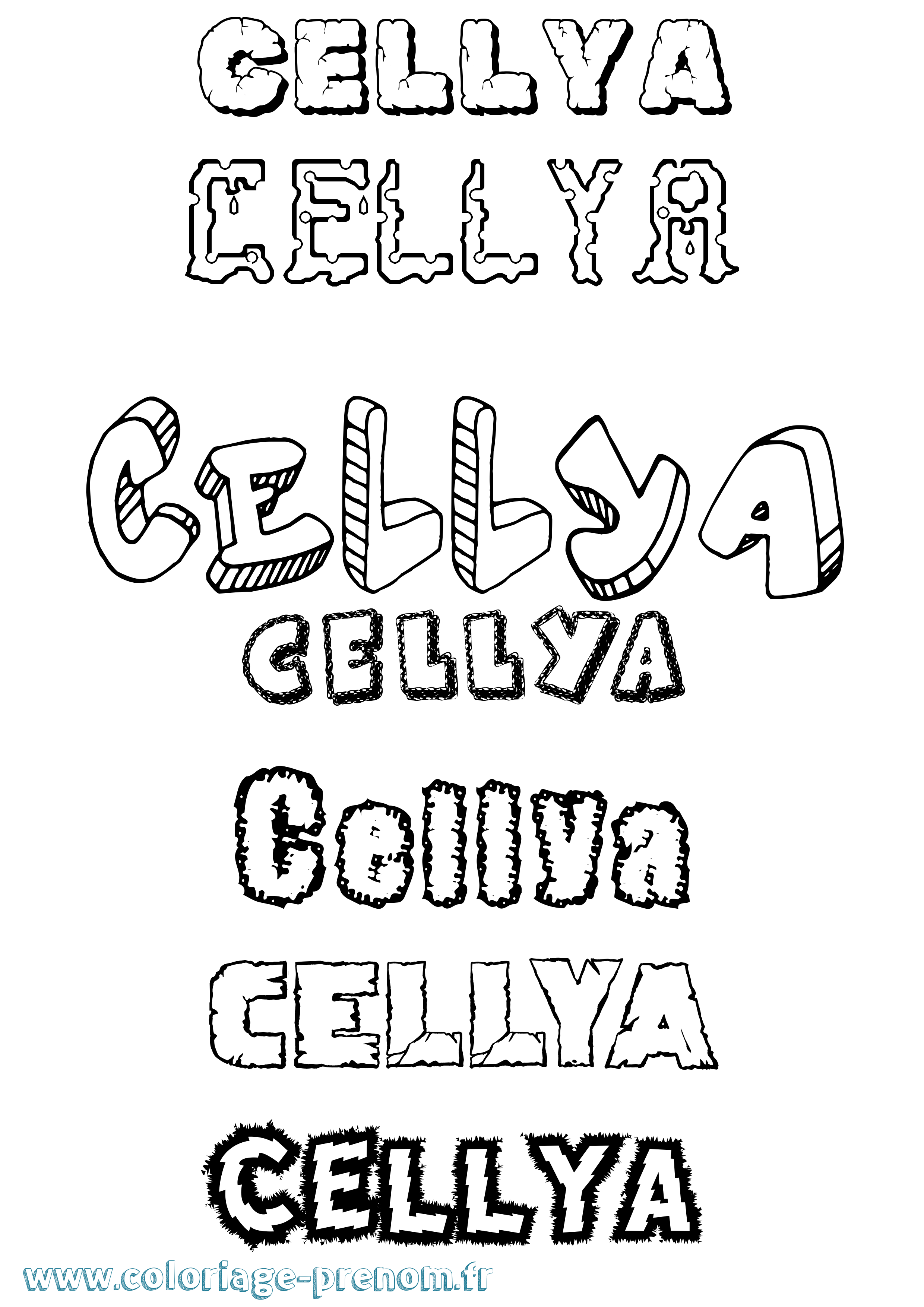 Coloriage Cellya Destructuré Coloriage prénom Cellya Destructuré