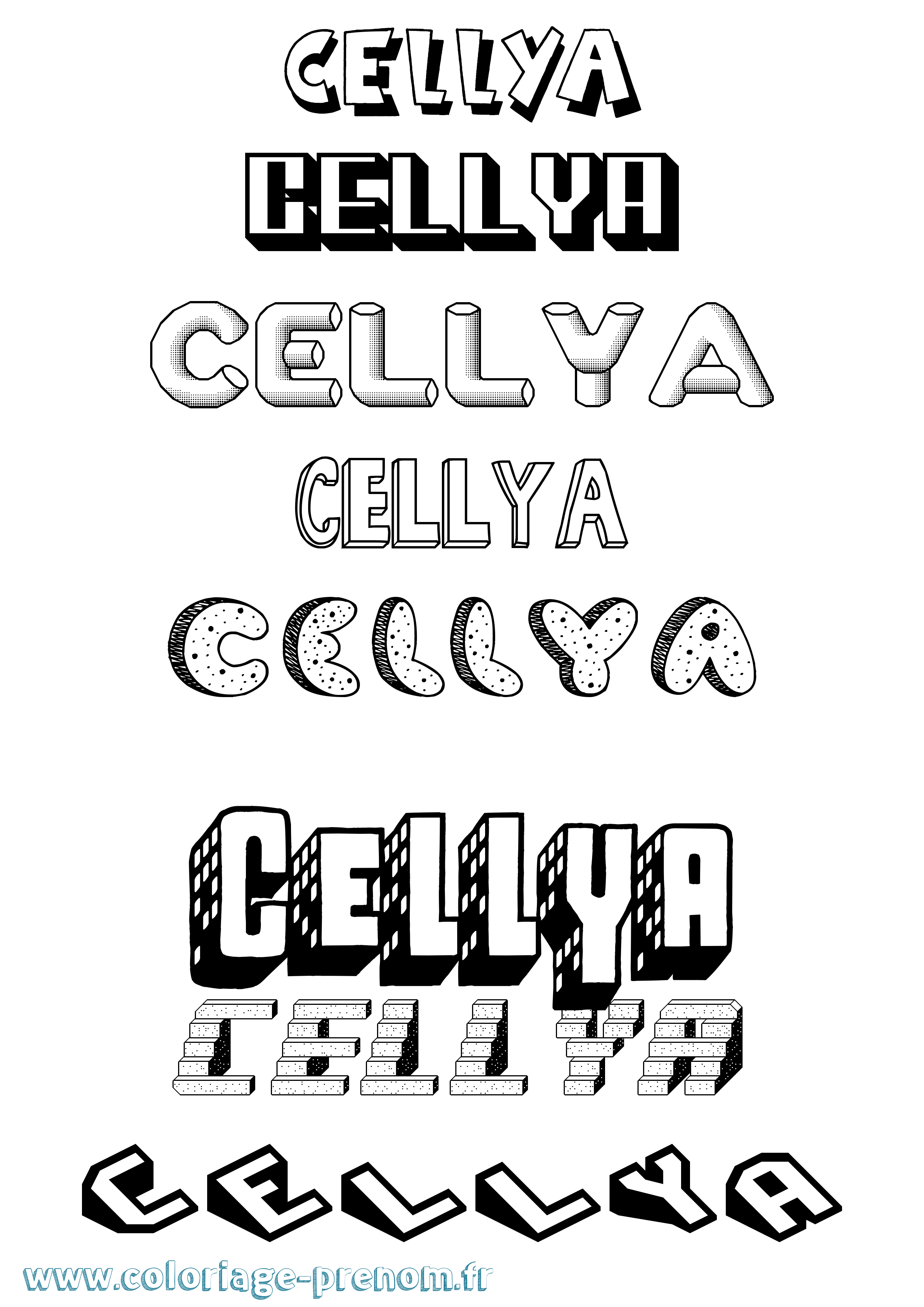 Coloriage Cellya Effet 3D Coloriage prénom Cellya Effet 3D