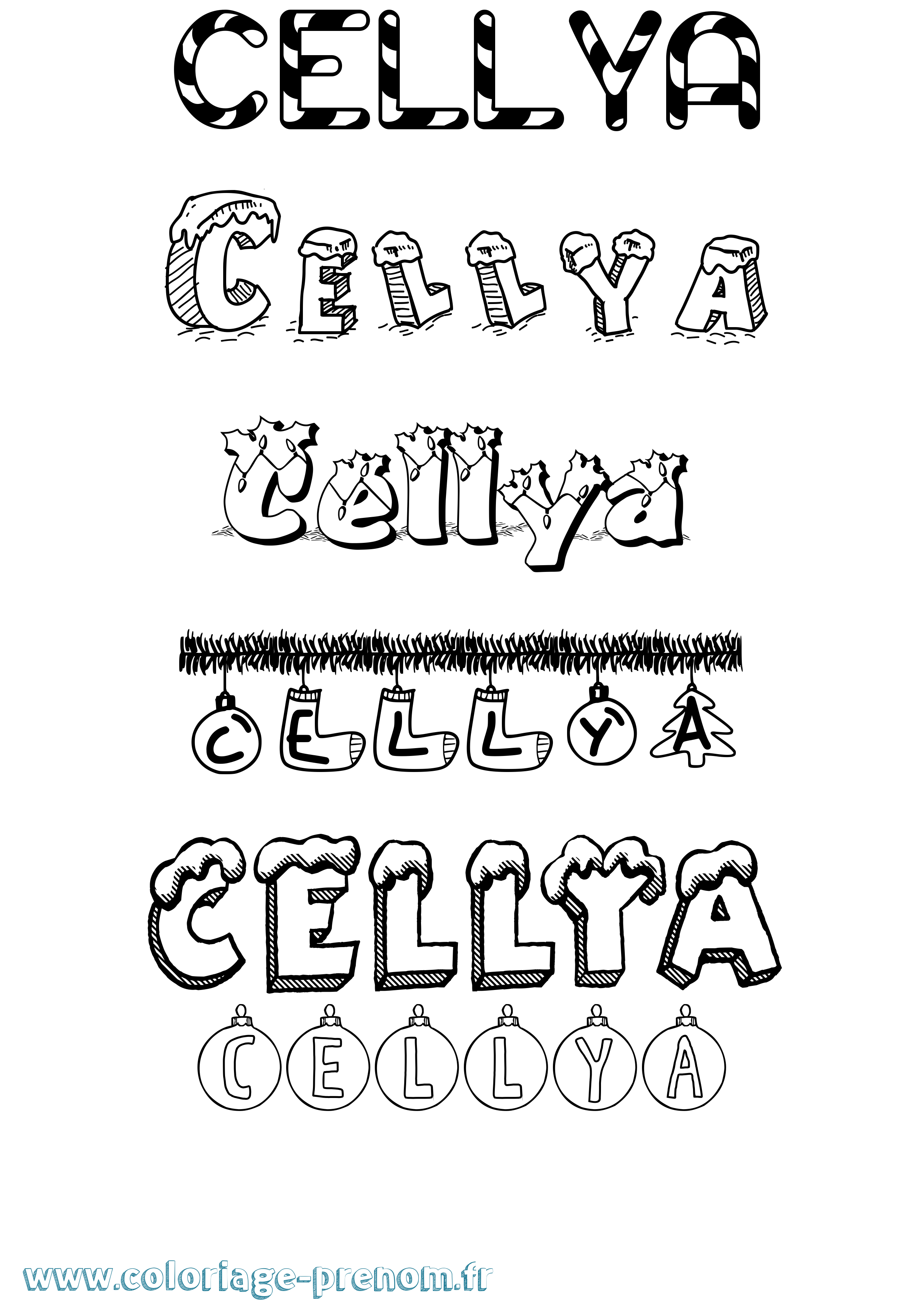 Coloriage Cellya Noël Coloriage prénom Cellya Noël