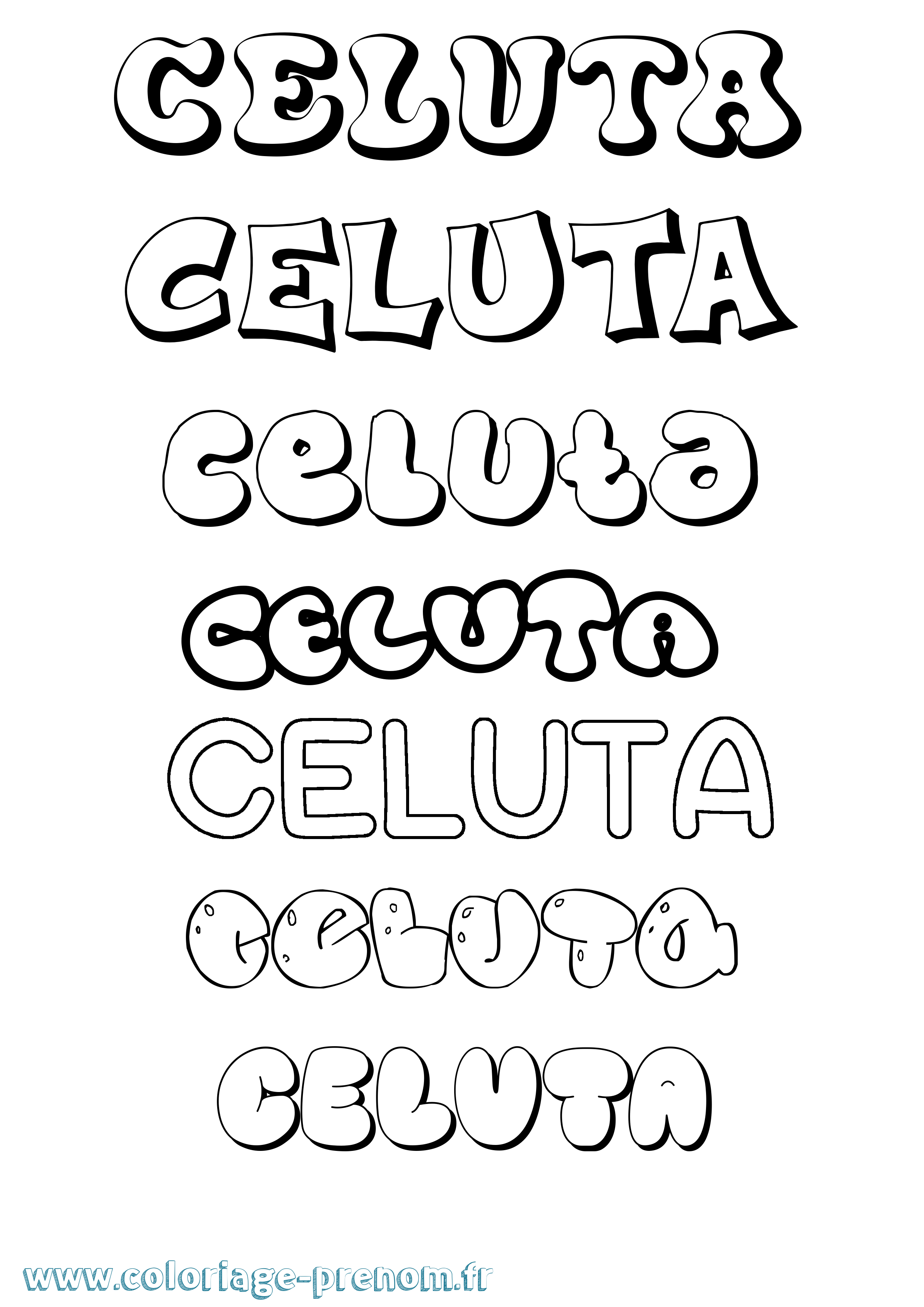 Coloriage Celuta Bubble Coloriage prénom Celuta Bubble