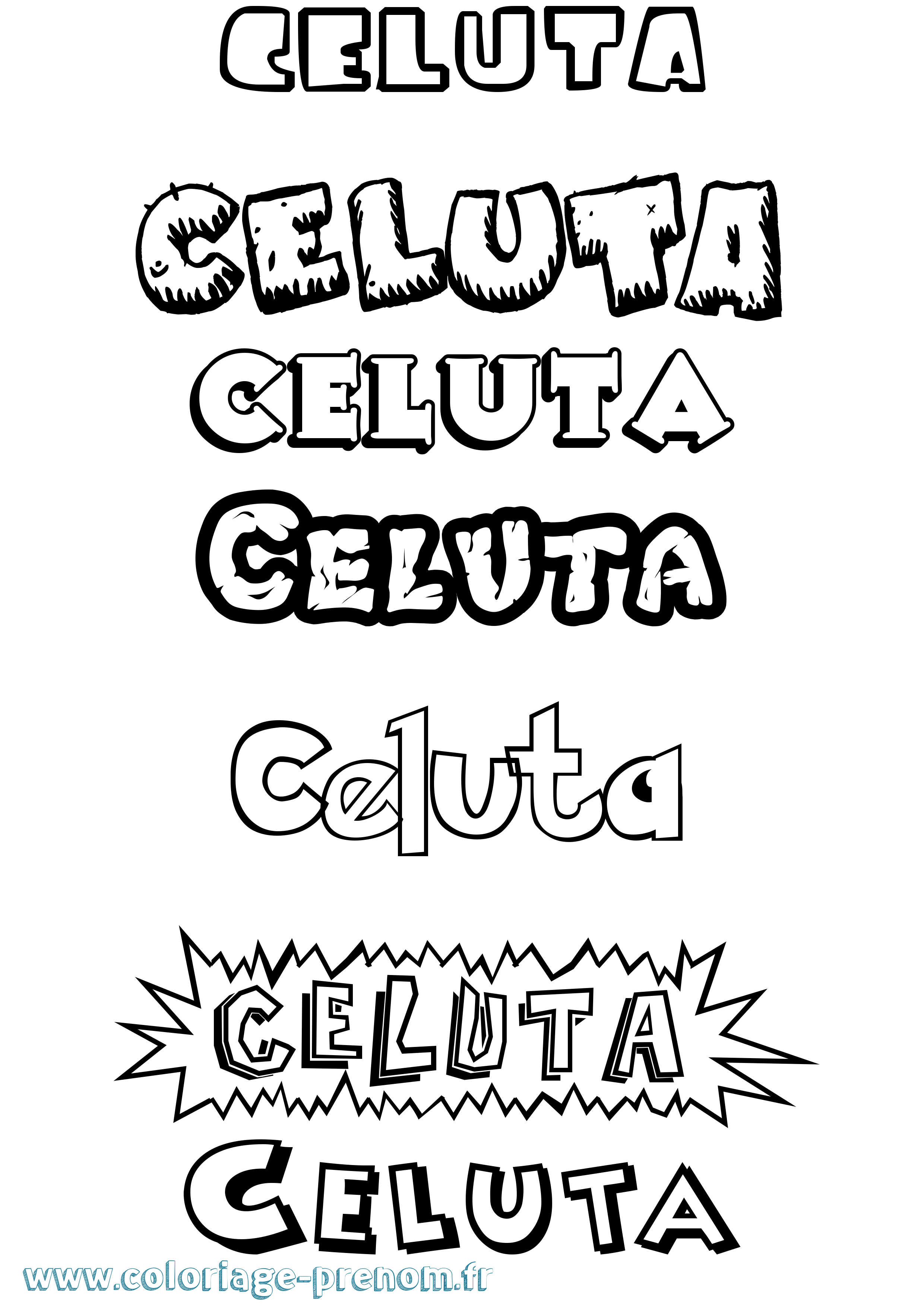 Coloriage Celuta Dessin Animé Coloriage prénom Celuta Dessin Animé