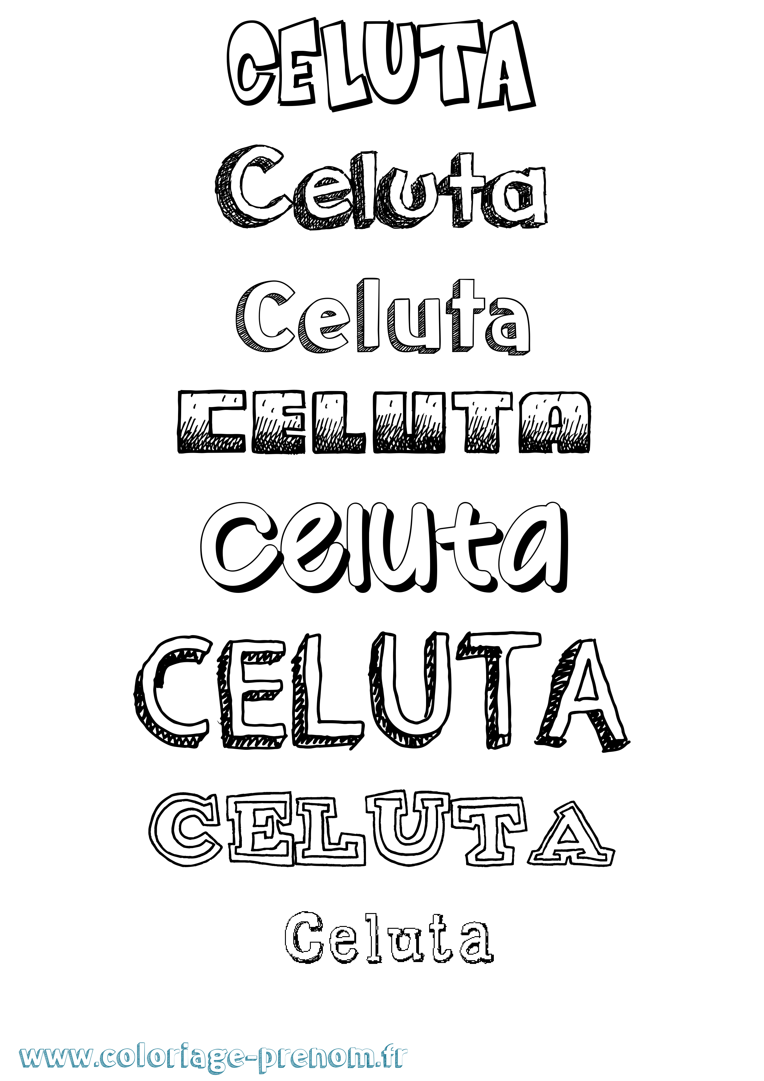 Coloriage Celuta Dessiné Coloriage prénom Celuta Dessiné