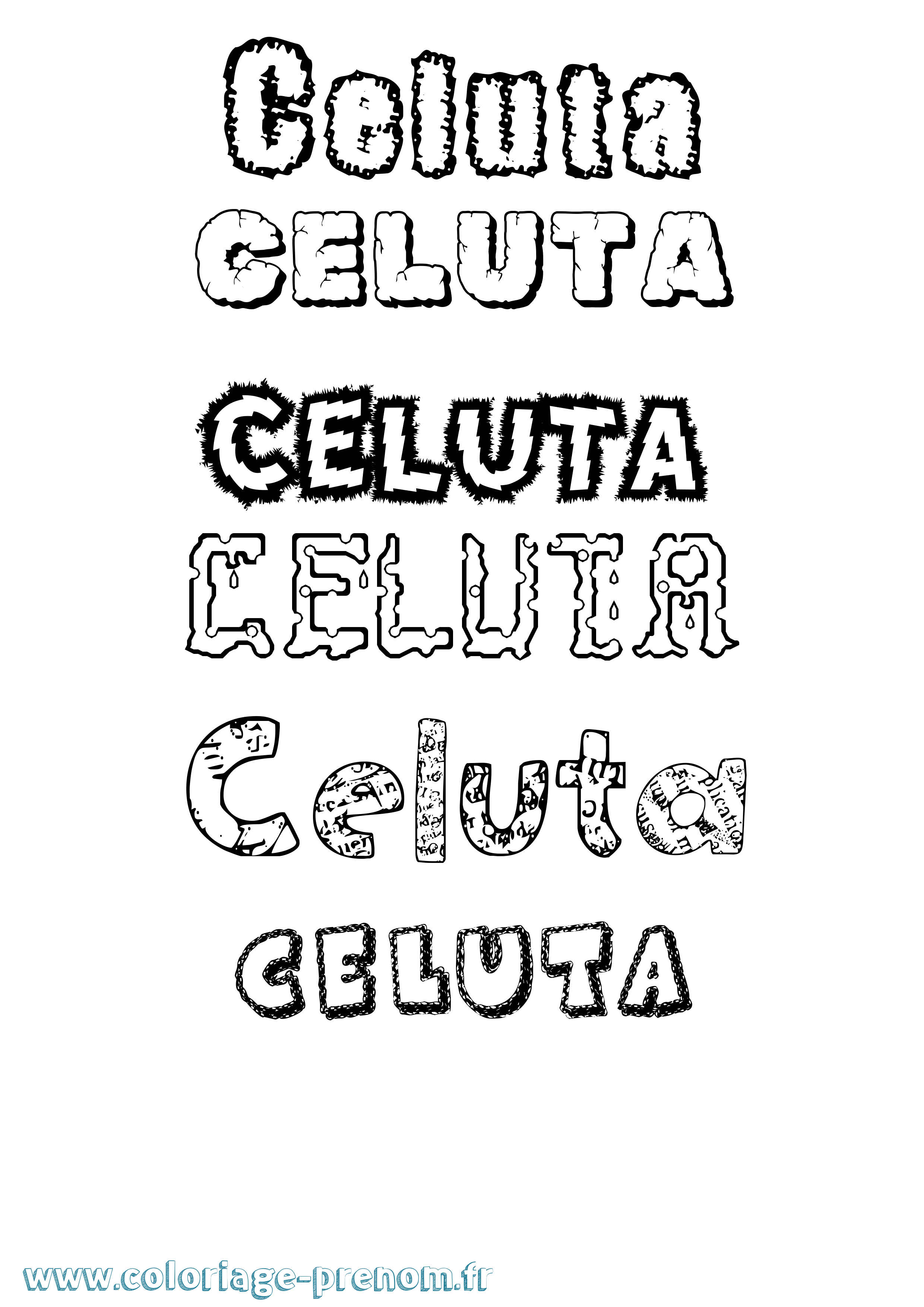 Coloriage Celuta Destructuré Coloriage prénom Celuta Destructuré