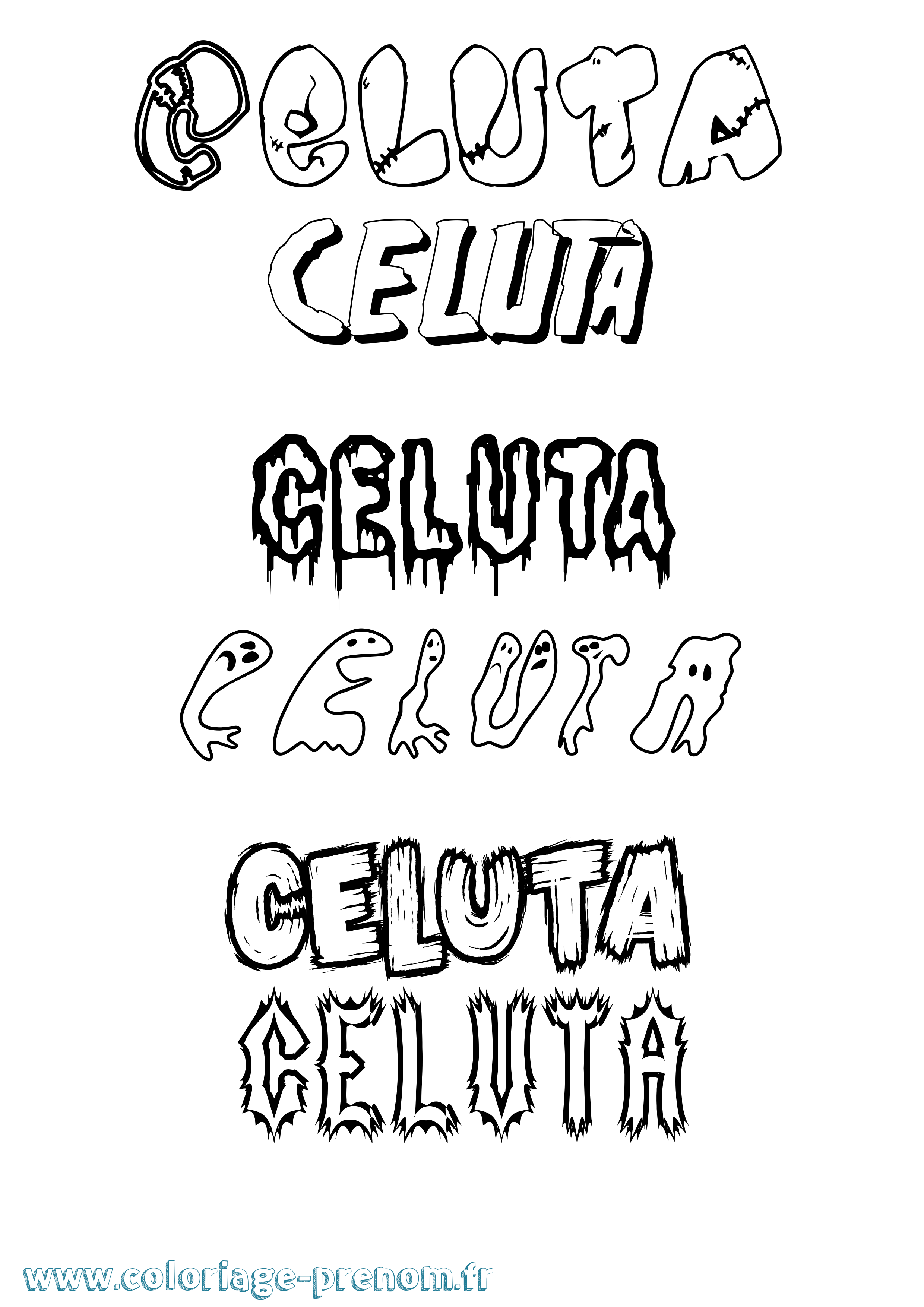 Coloriage Celuta Frisson Coloriage prénom Celuta Frisson