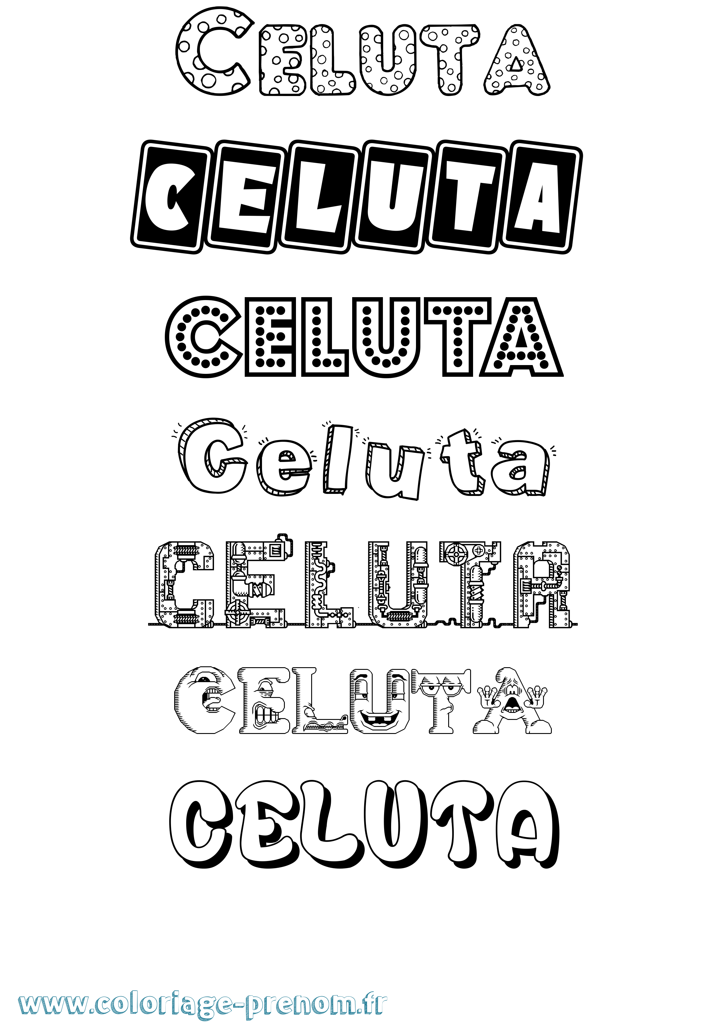 Coloriage Celuta Fun Coloriage prénom Celuta Fun