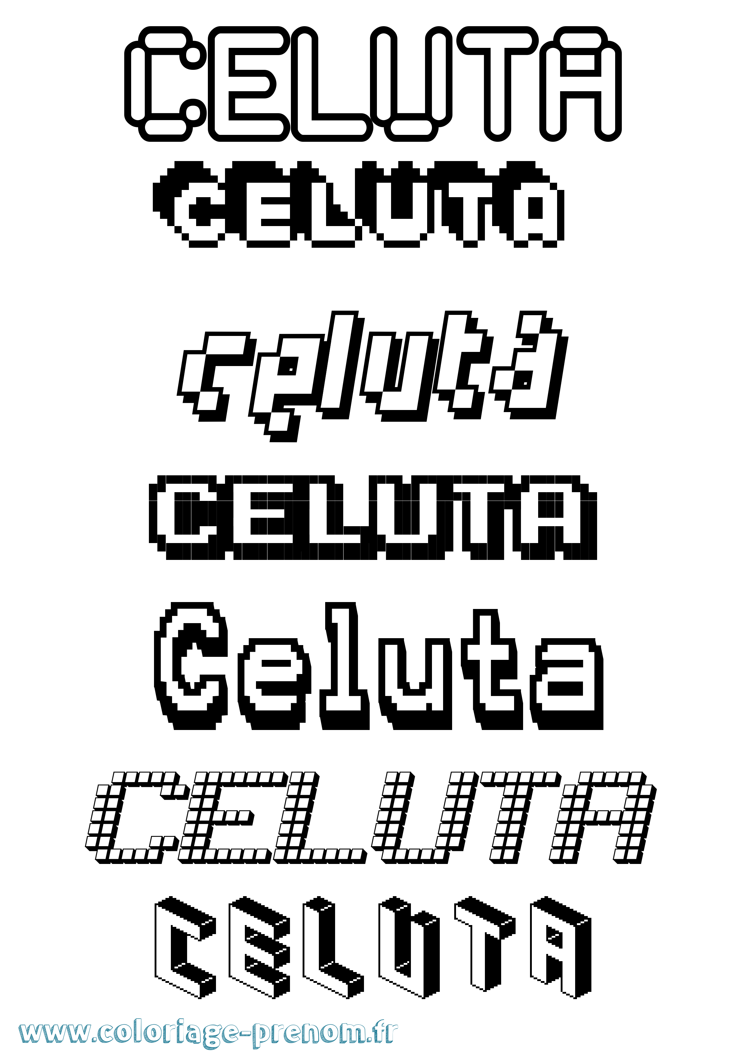 Coloriage Celuta Pixel Coloriage prénom Celuta Pixel