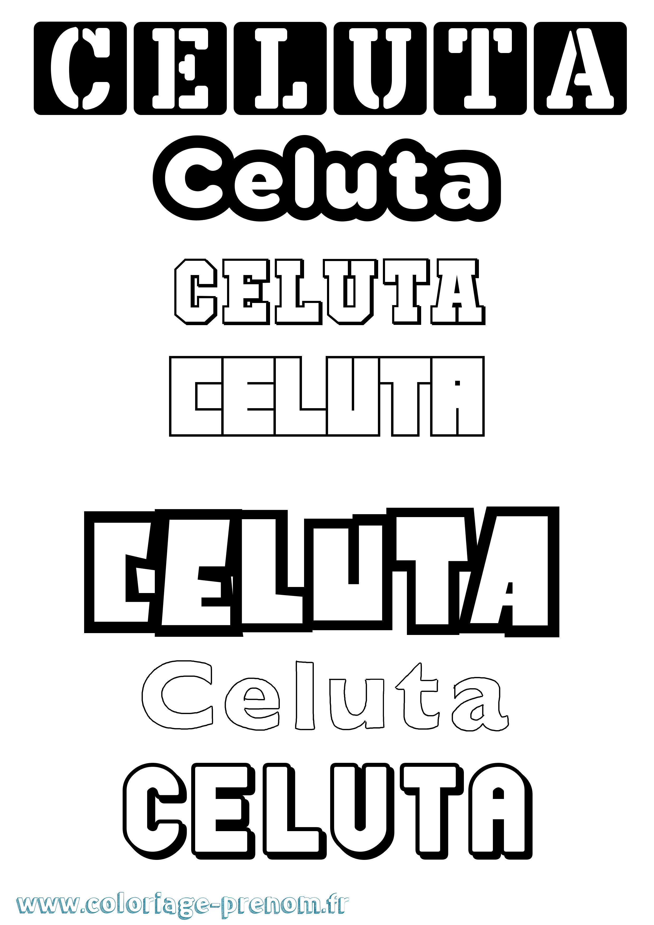 Coloriage Celuta Simple Coloriage prénom Celuta Simple