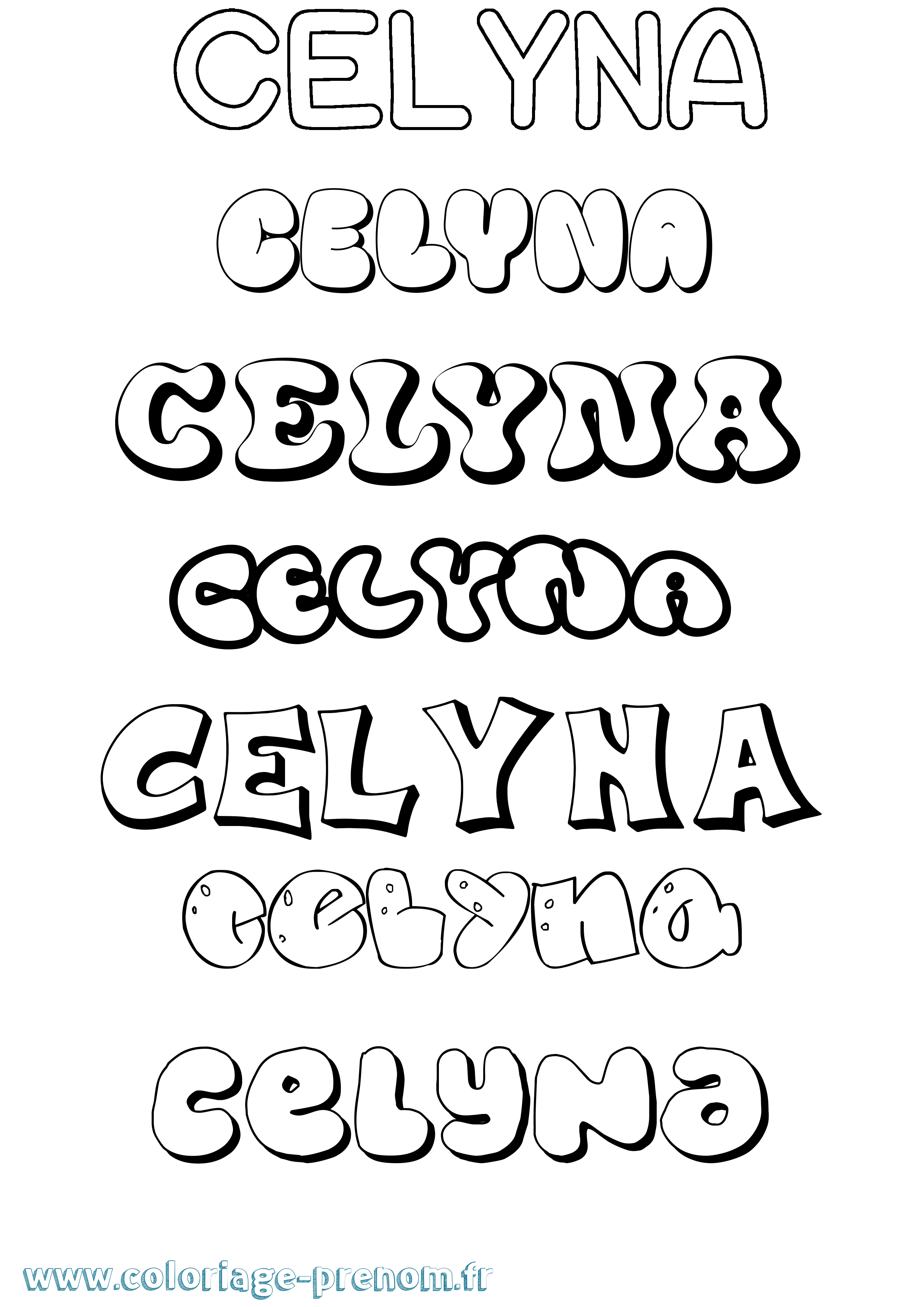 Coloriage Celyna Bubble Coloriage prénom Celyna Bubble