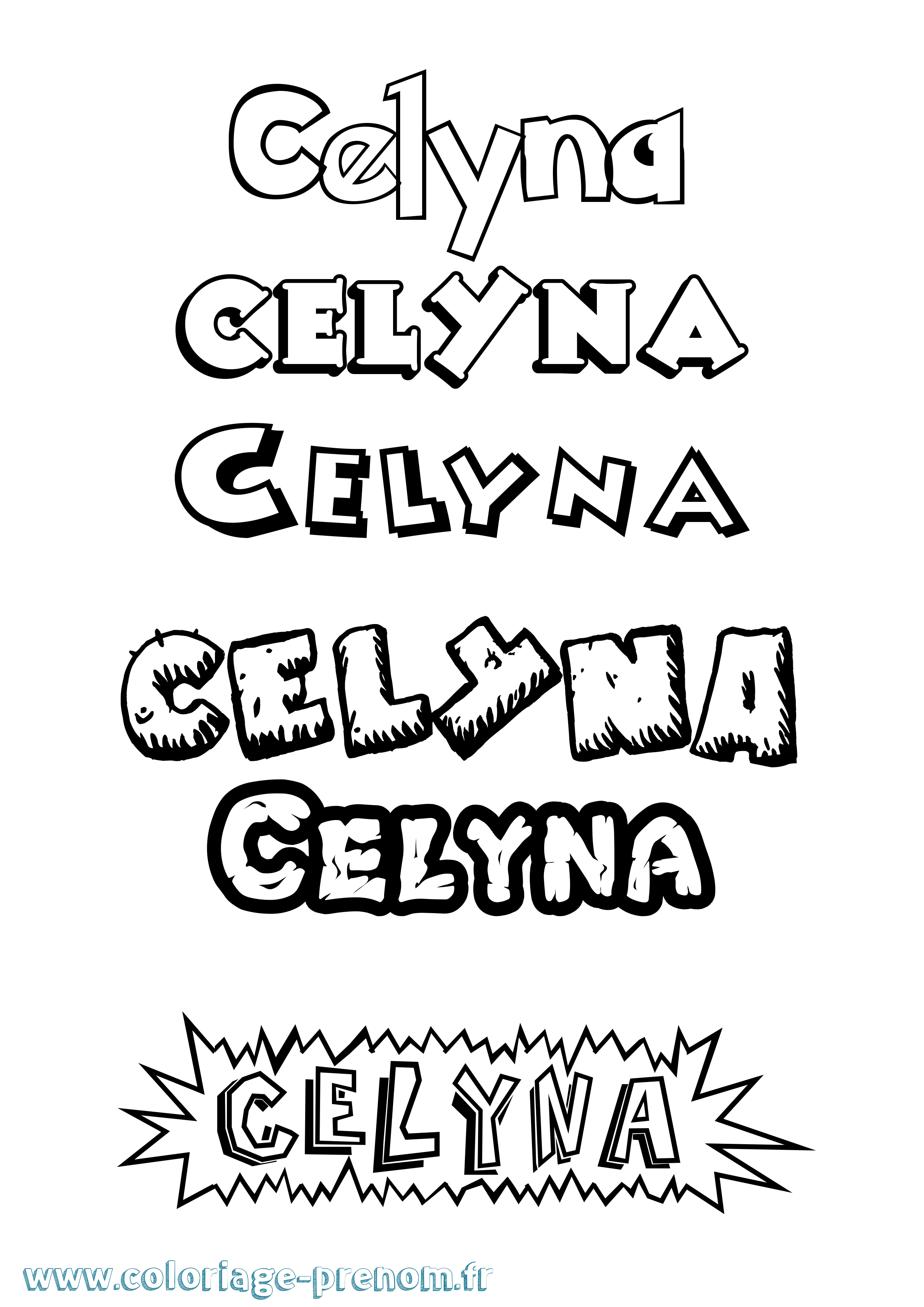 Coloriage Celyna Dessin Animé Coloriage prénom Celyna Dessin Animé