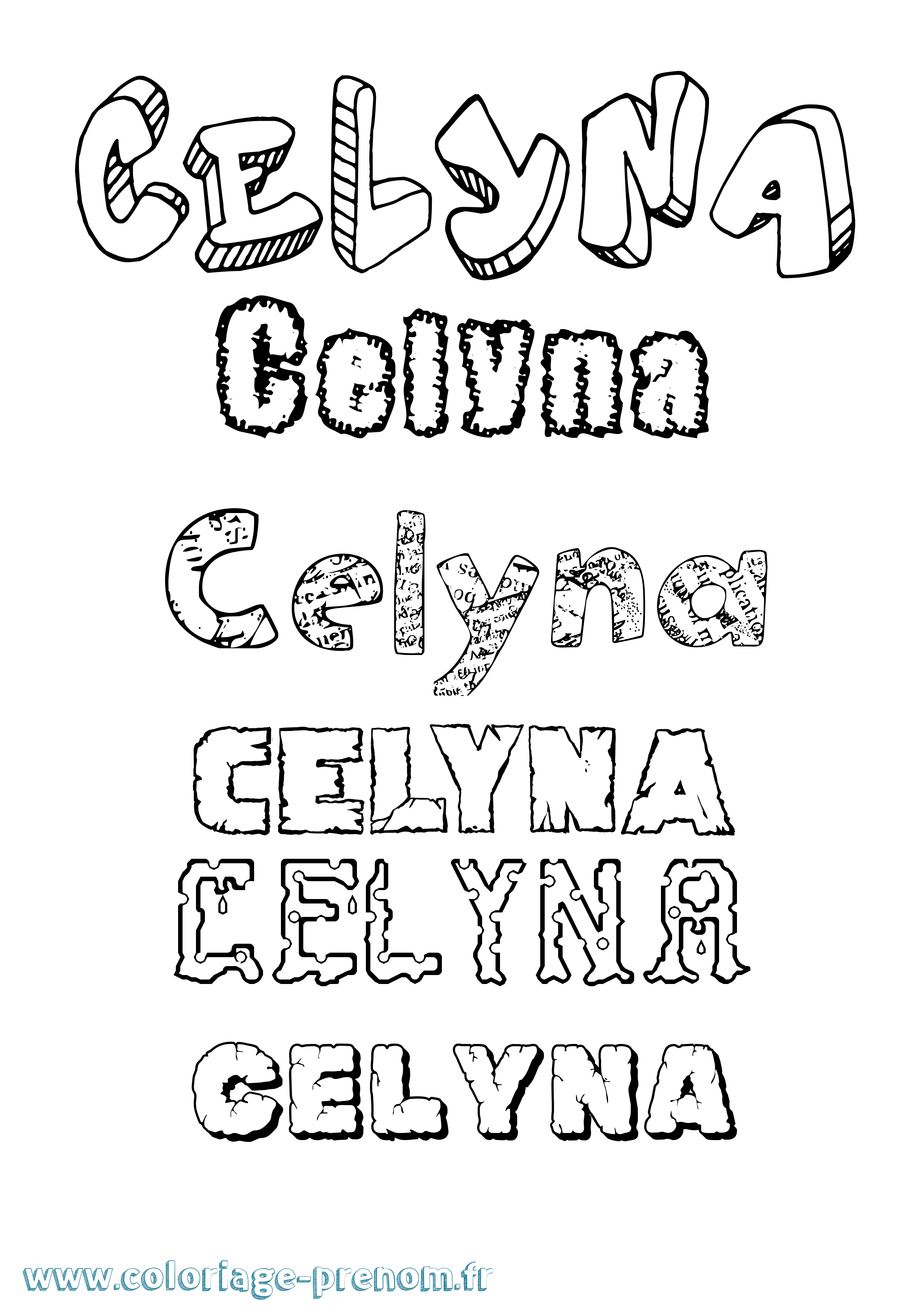 Coloriage Celyna Destructuré Coloriage prénom Celyna Destructuré