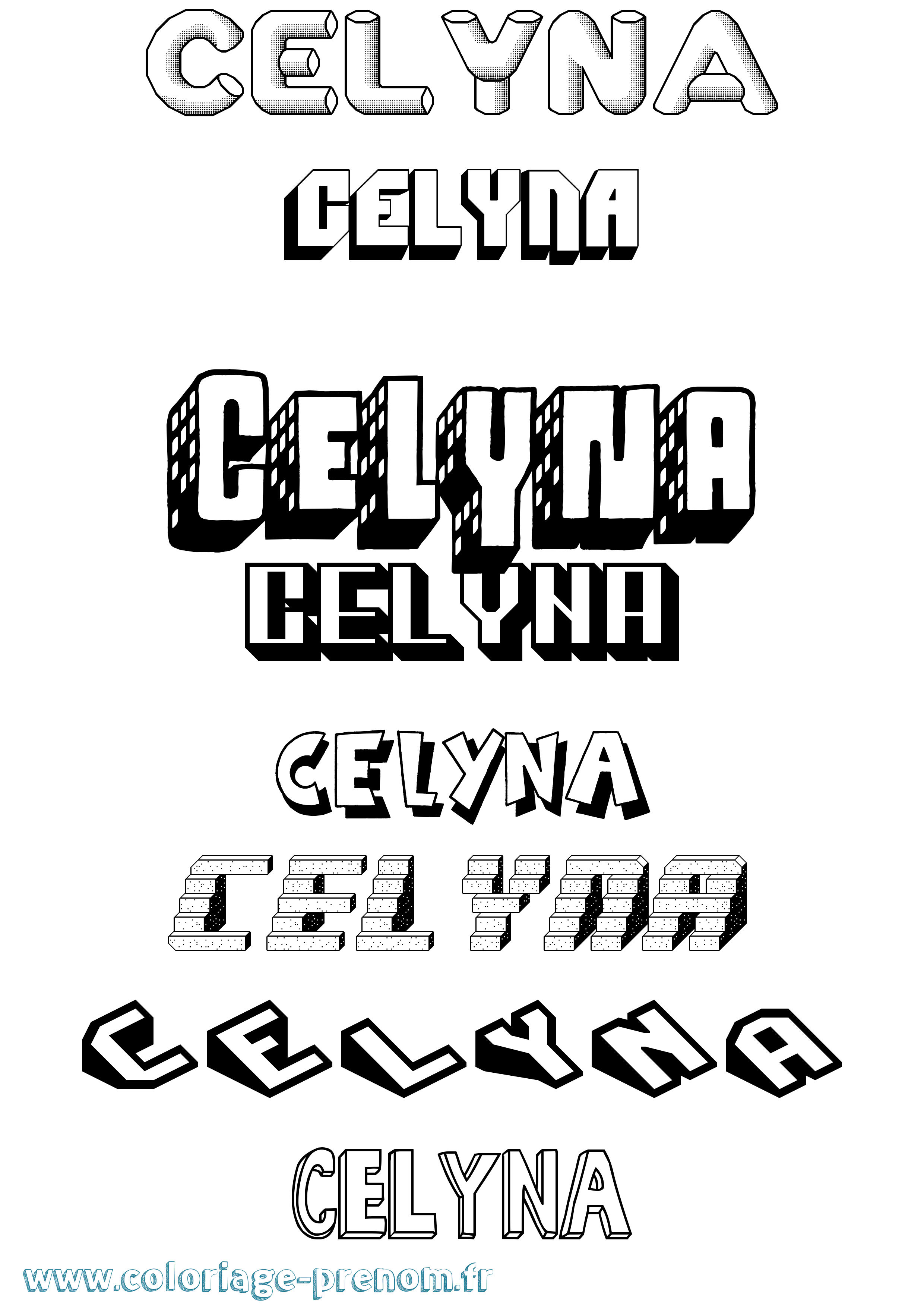 Coloriage Celyna Effet 3D Coloriage prénom Celyna Effet 3D