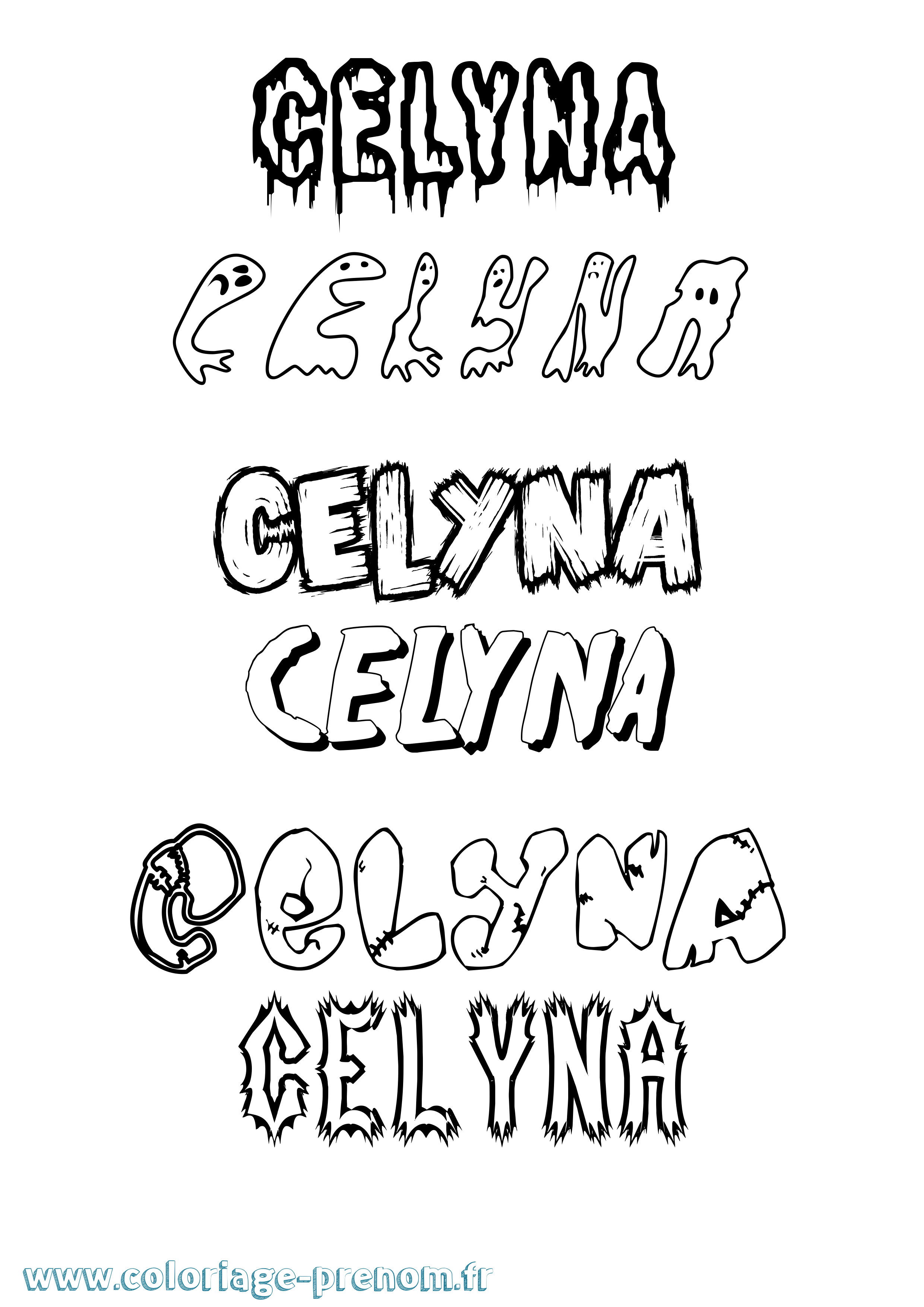 Coloriage Celyna Frisson Coloriage prénom Celyna Frisson