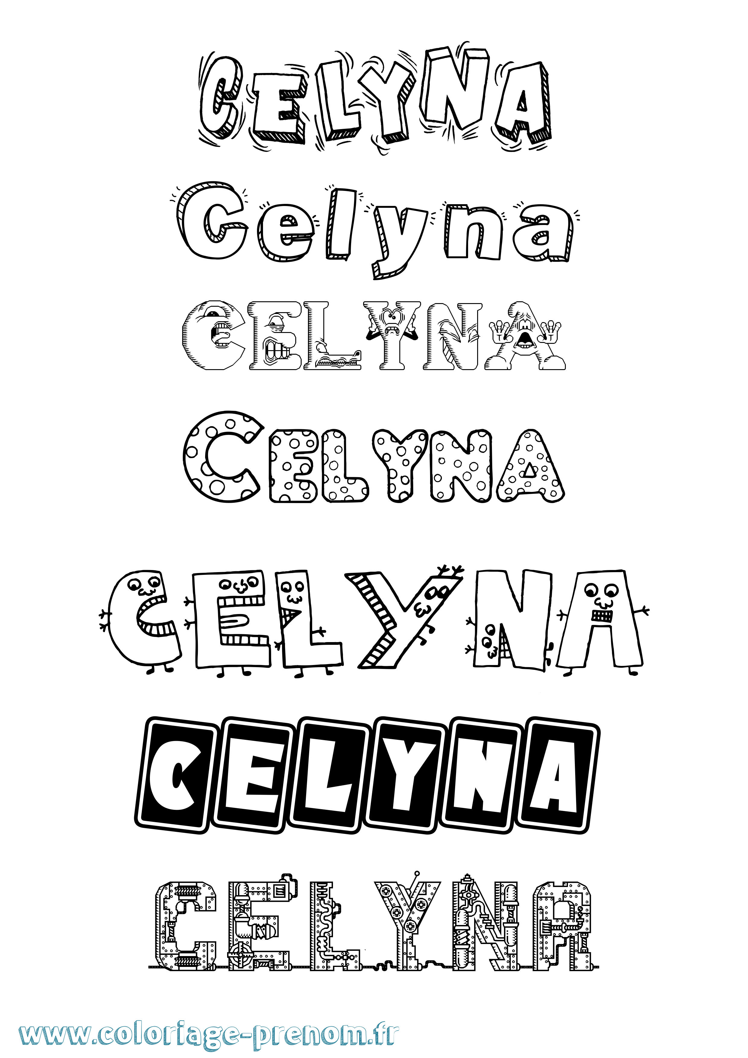 Coloriage Celyna Fun Coloriage prénom Celyna Fun