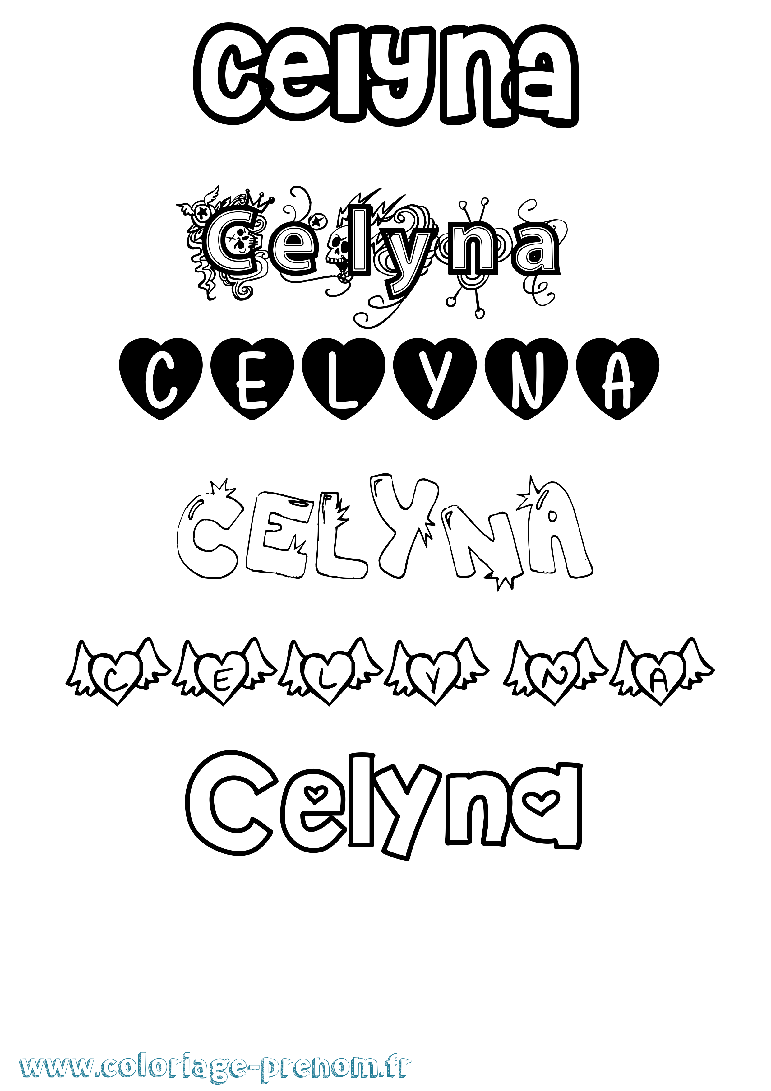 Coloriage Celyna Girly Coloriage prénom Celyna Girly
