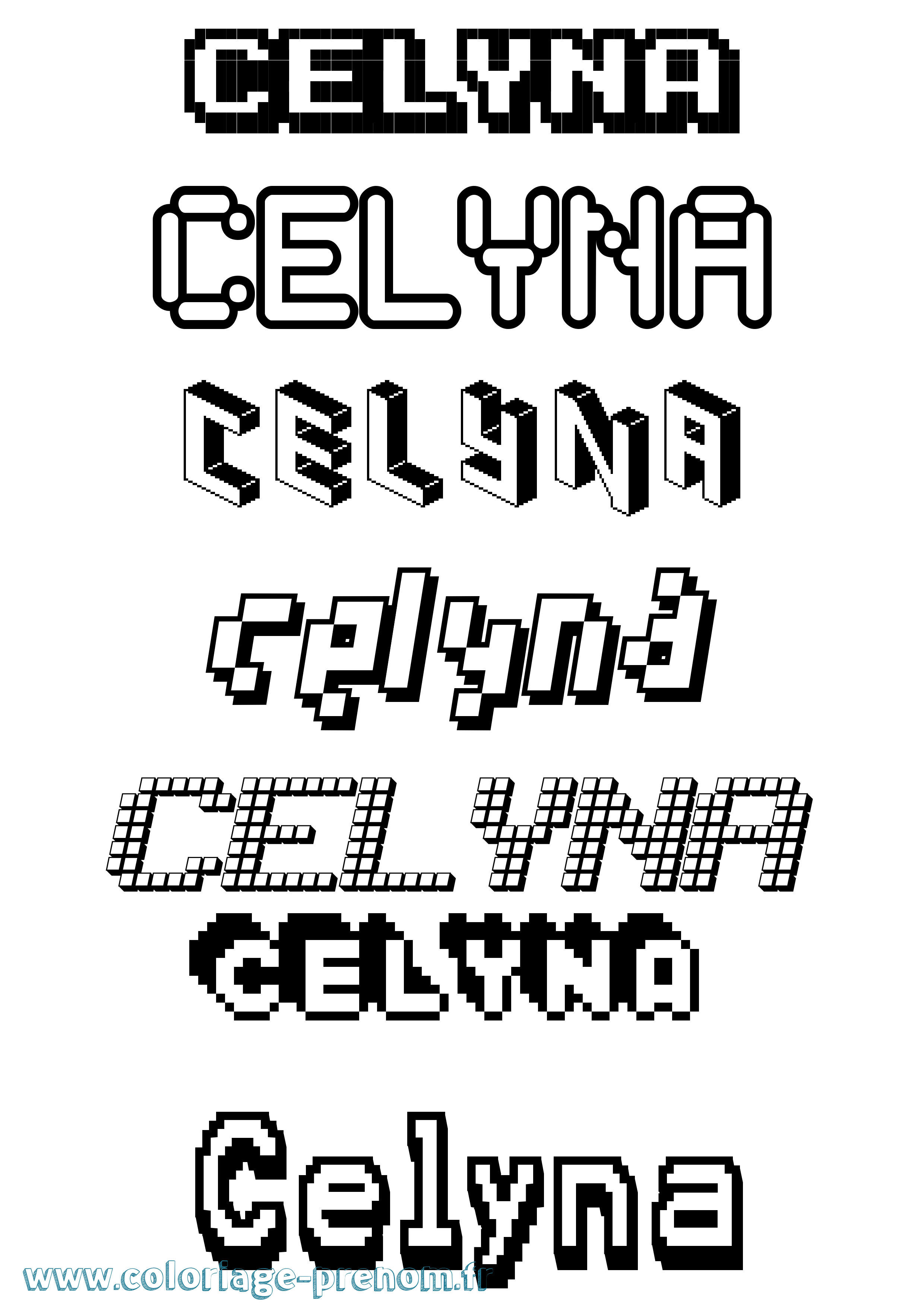 Coloriage Celyna Pixel Coloriage prénom Celyna Pixel