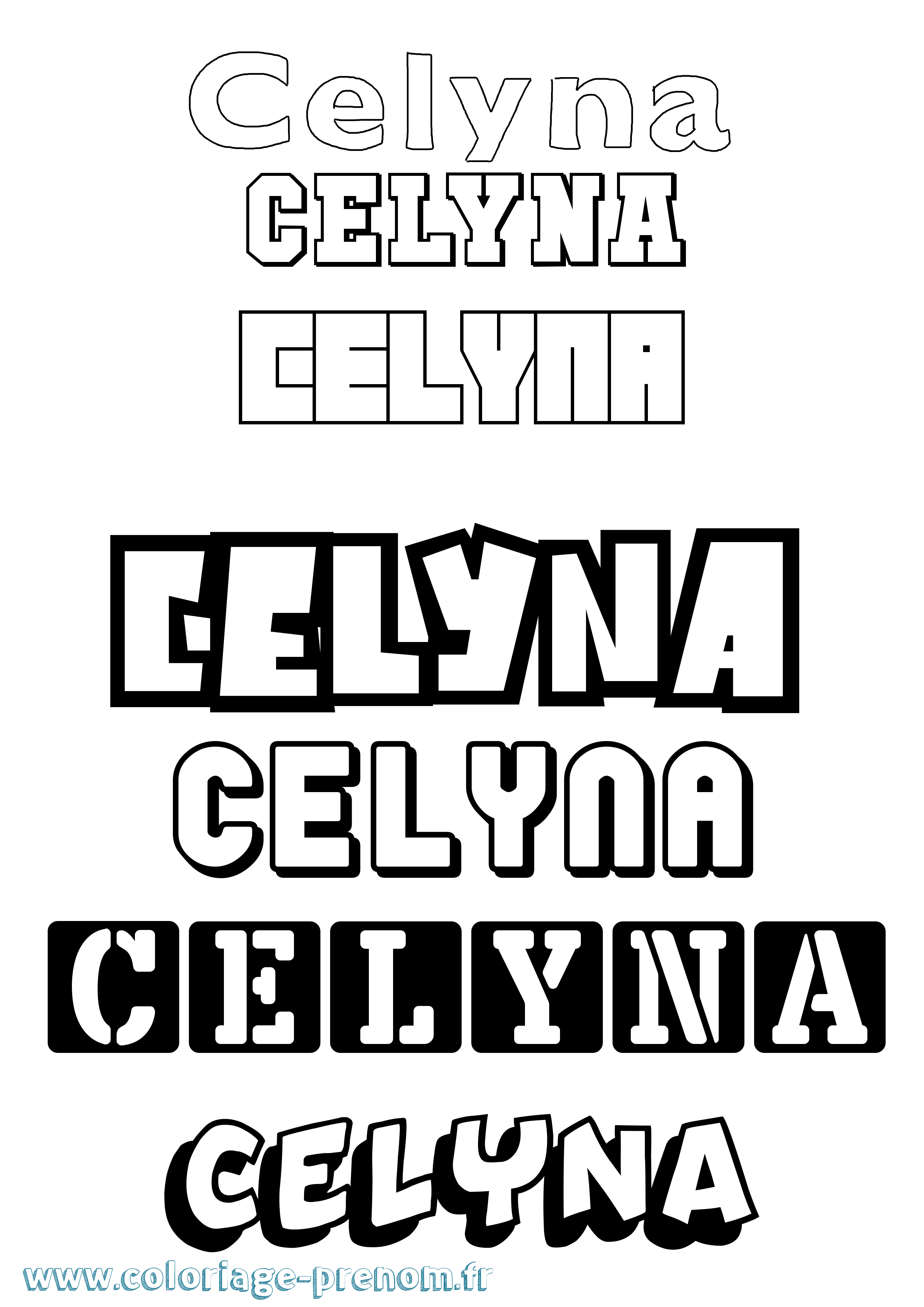 Coloriage Celyna Simple Coloriage prénom Celyna Simple
