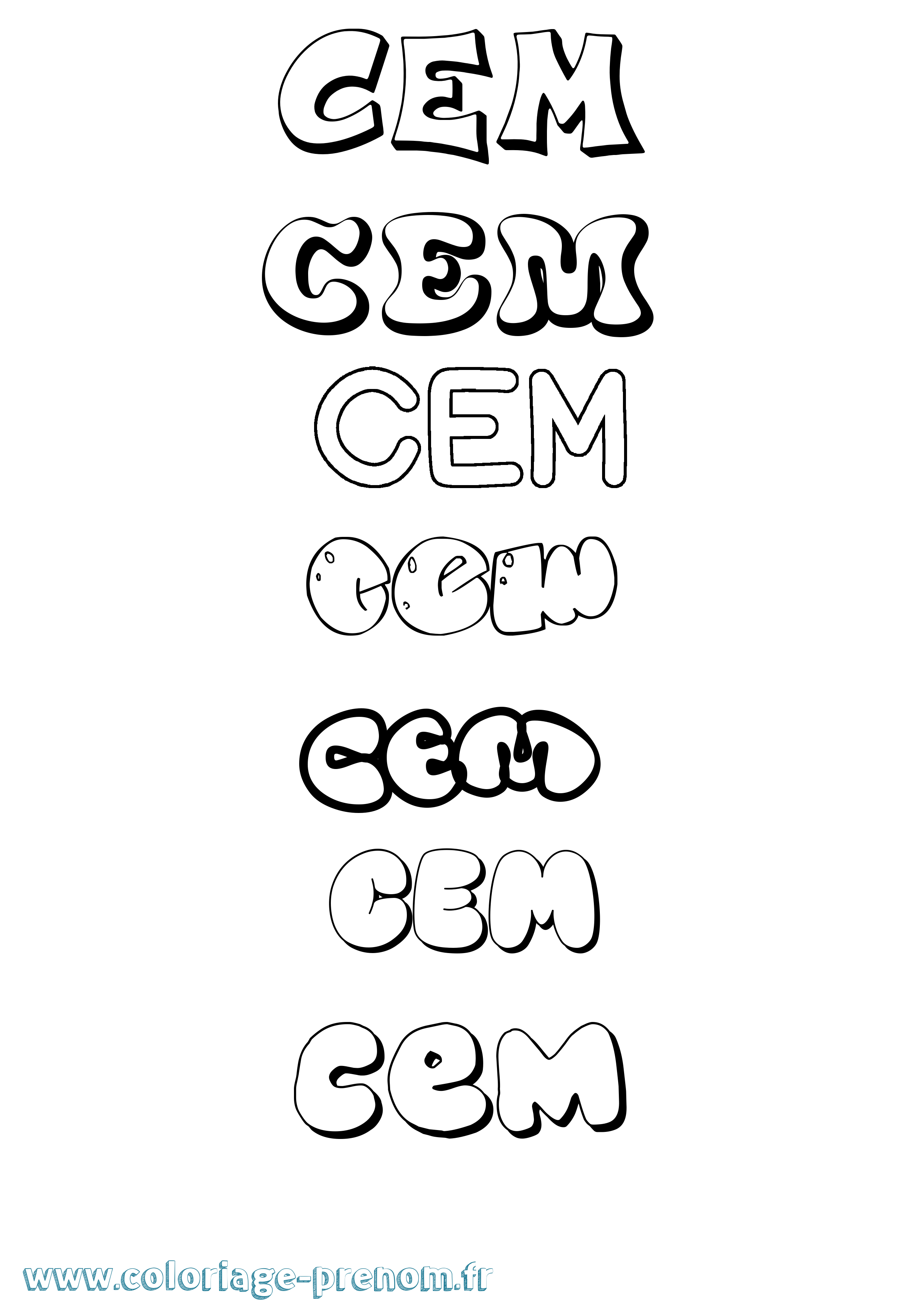Coloriage Cem Bubble Coloriage prénom Cem Bubble