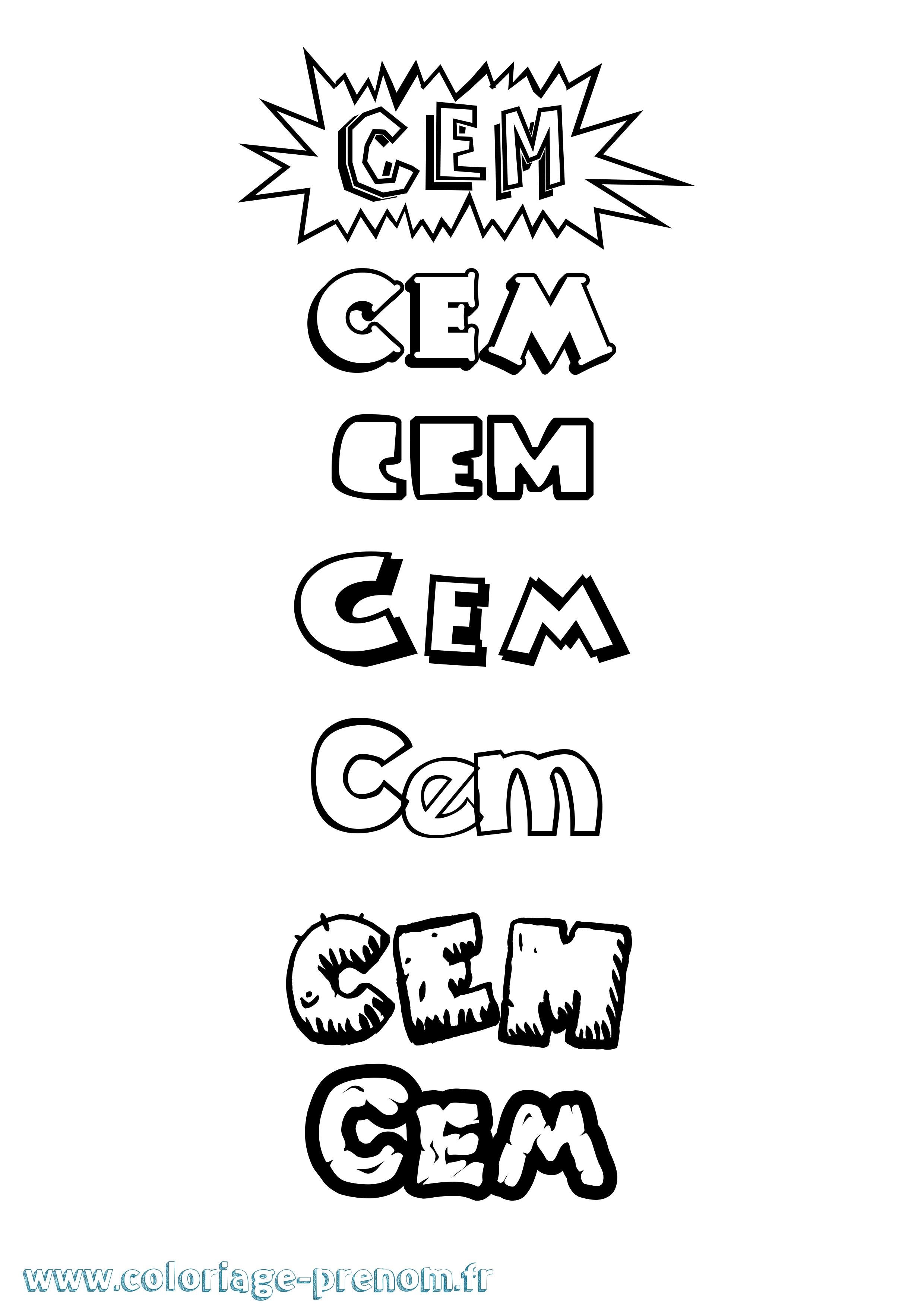 Coloriage Cem Dessin Animé Coloriage prénom Cem Dessin Animé