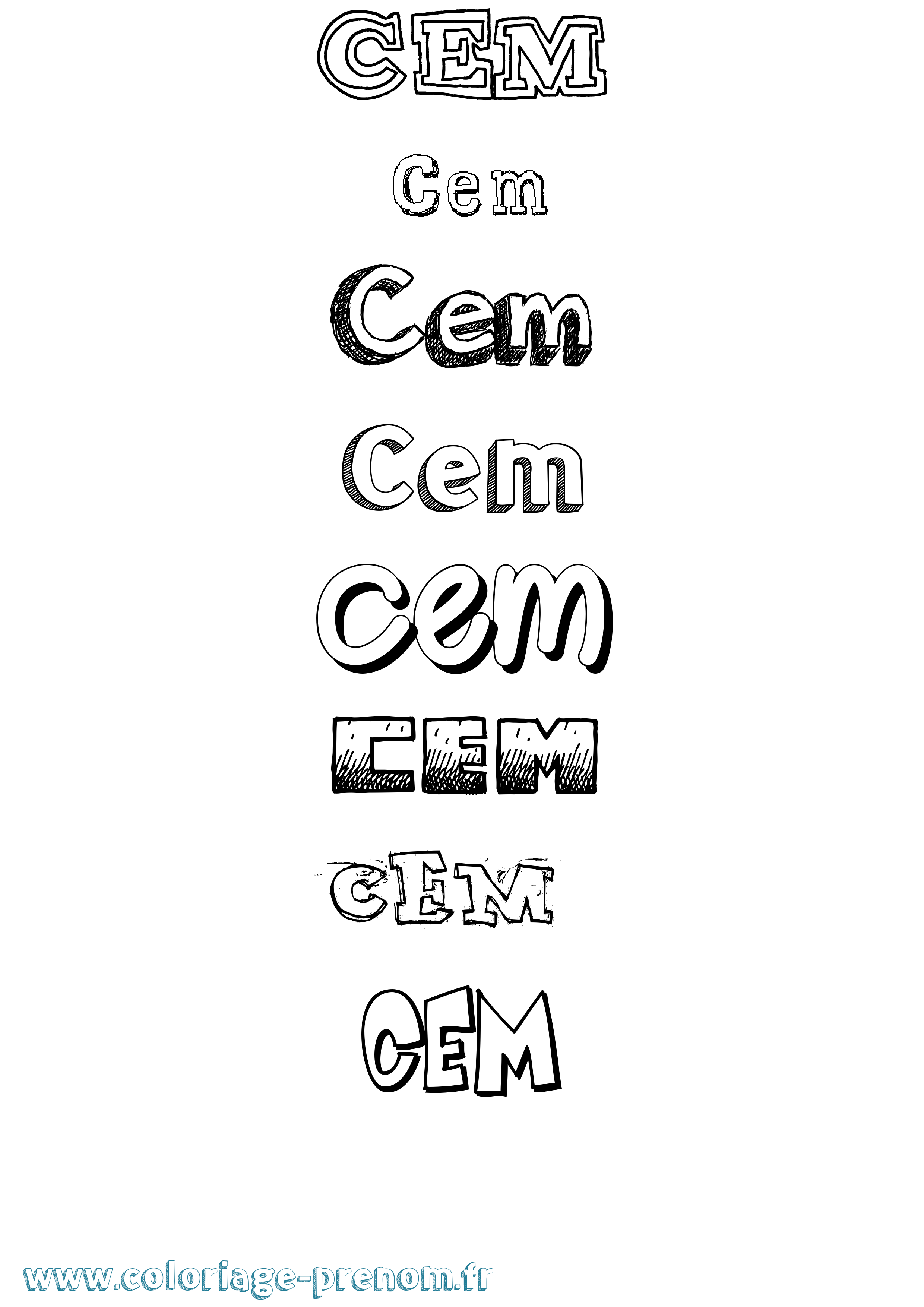 Coloriage Cem Dessiné Coloriage prénom Cem Dessiné