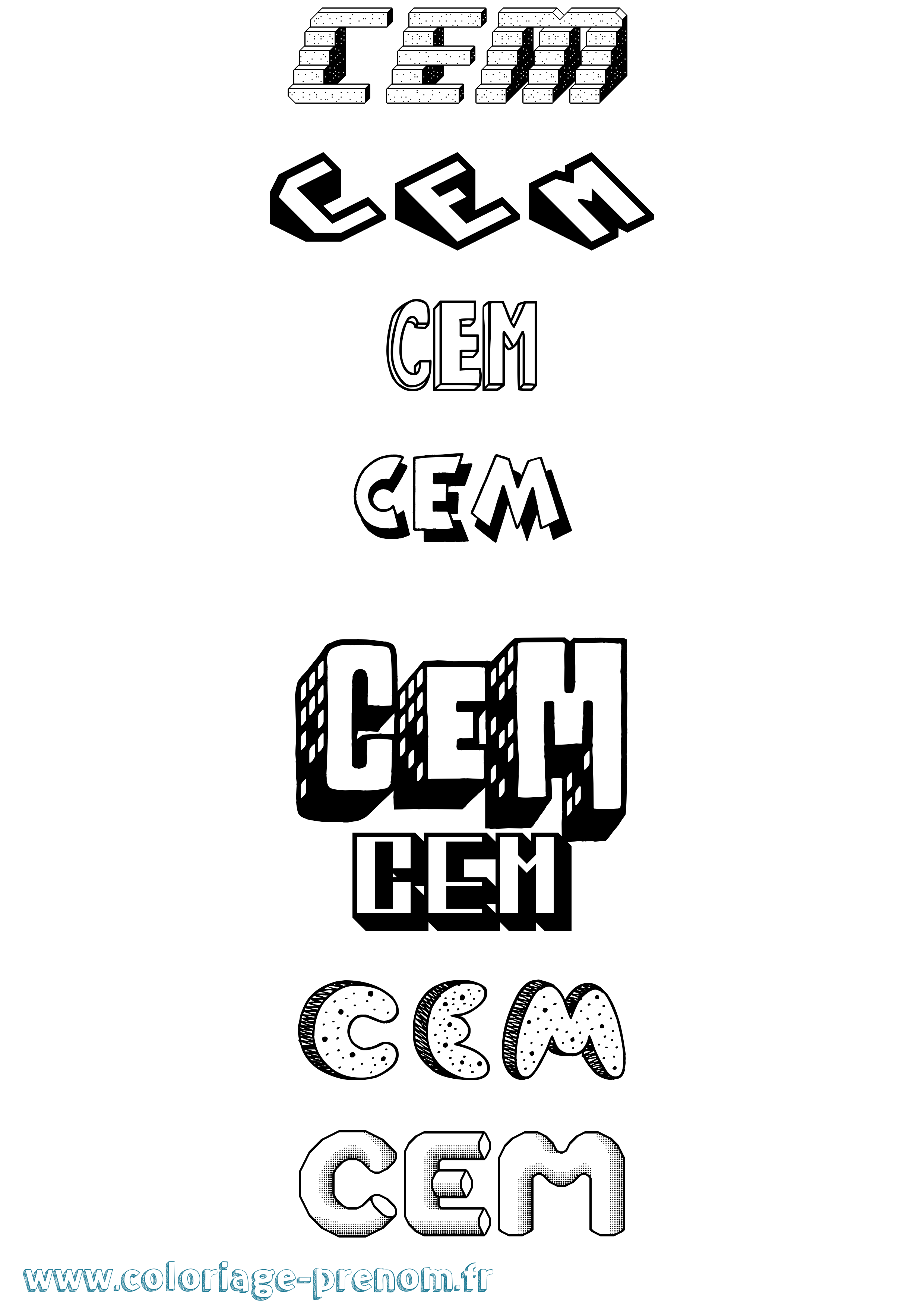 Coloriage Cem Effet 3D Coloriage prénom Cem Effet 3D