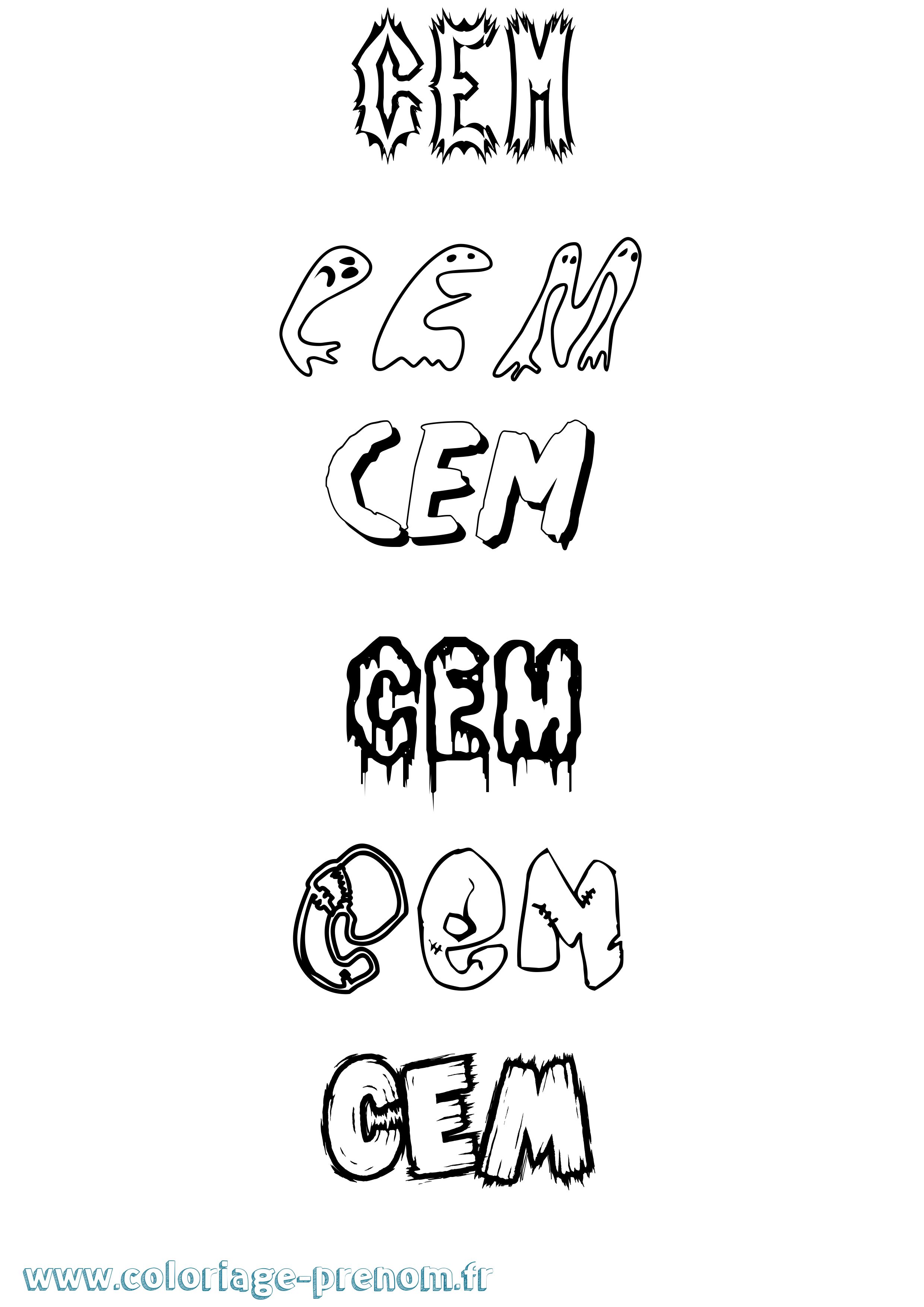 Coloriage Cem Frisson Coloriage prénom Cem Frisson