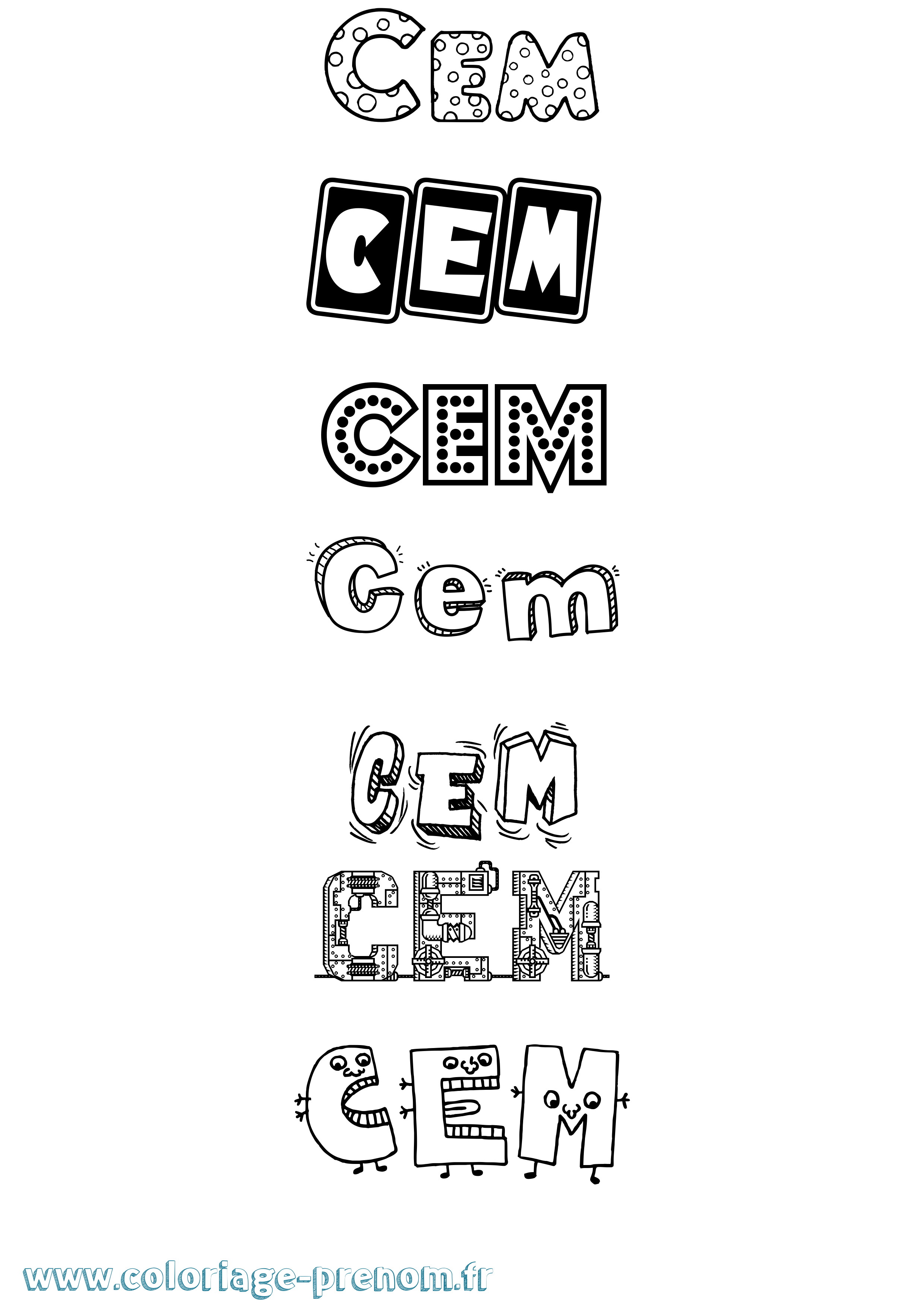 Coloriage Cem Fun Coloriage prénom Cem Fun