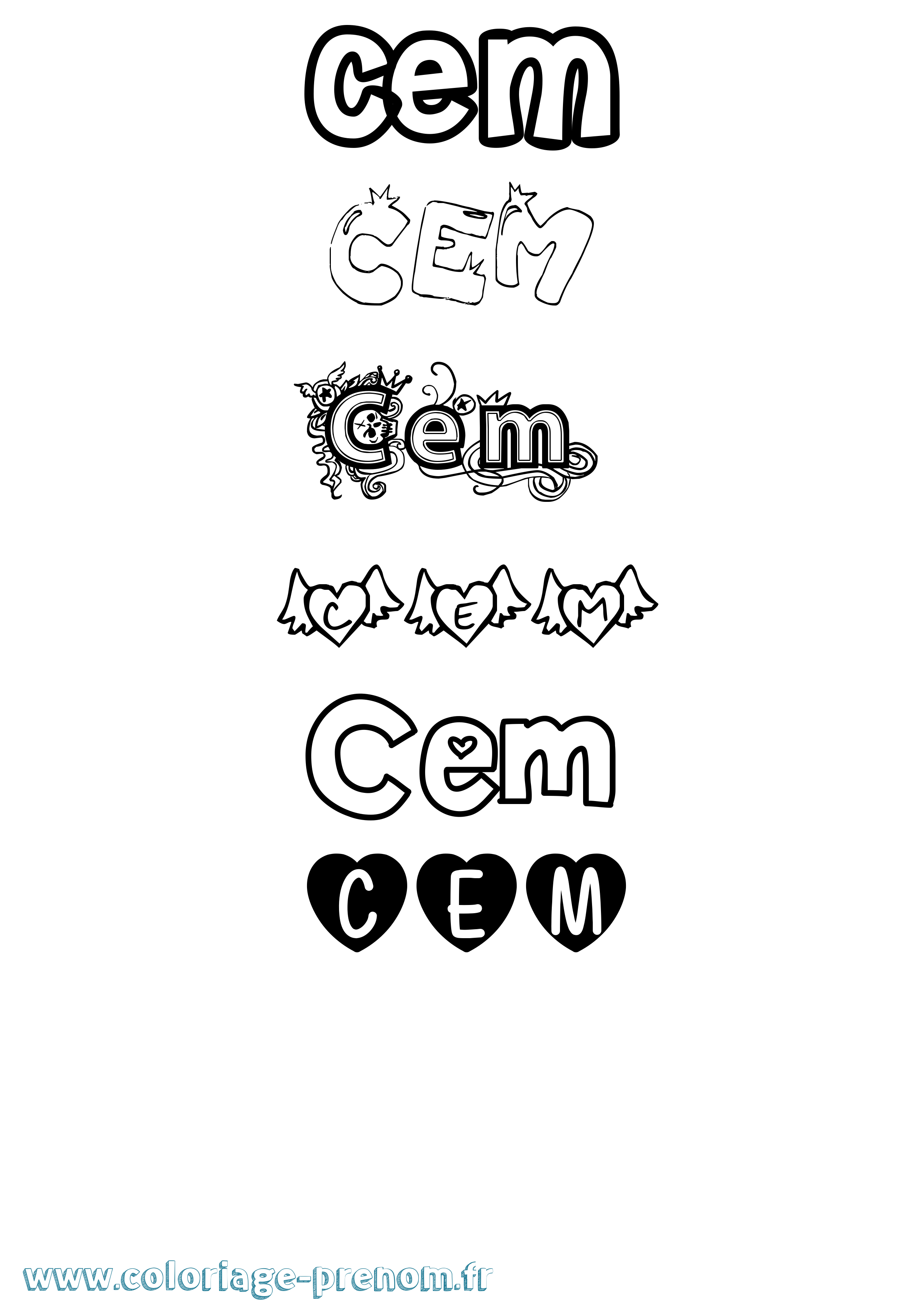 Coloriage Cem Girly Coloriage prénom Cem Girly
