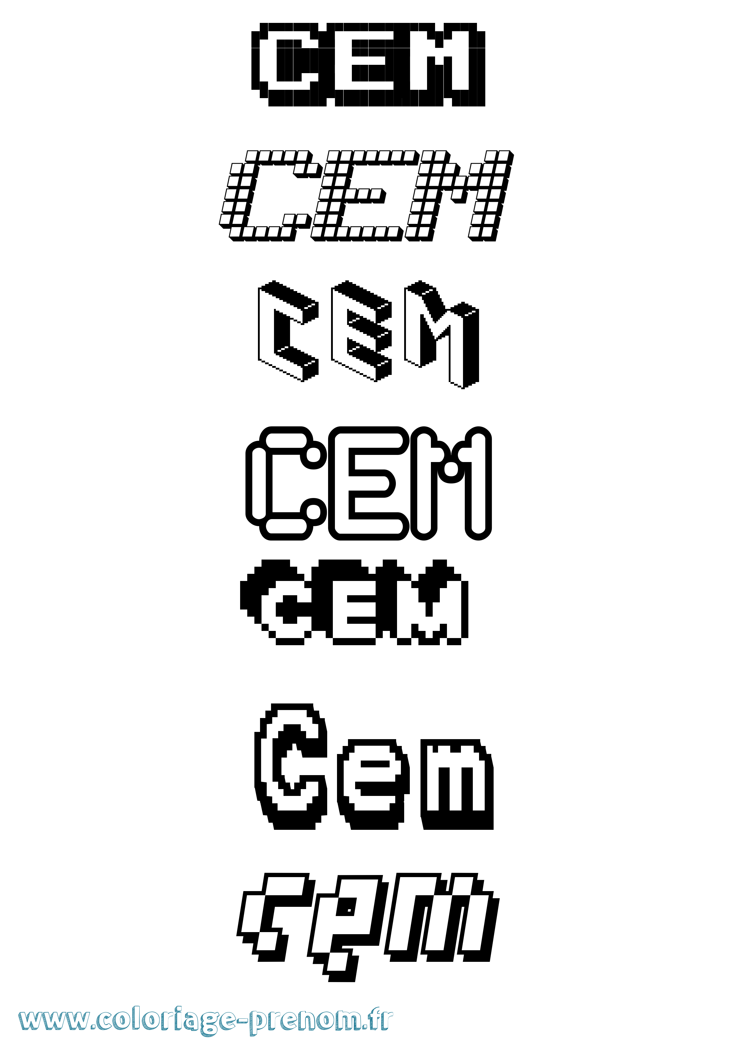 Coloriage Cem Pixel Coloriage prénom Cem Pixel