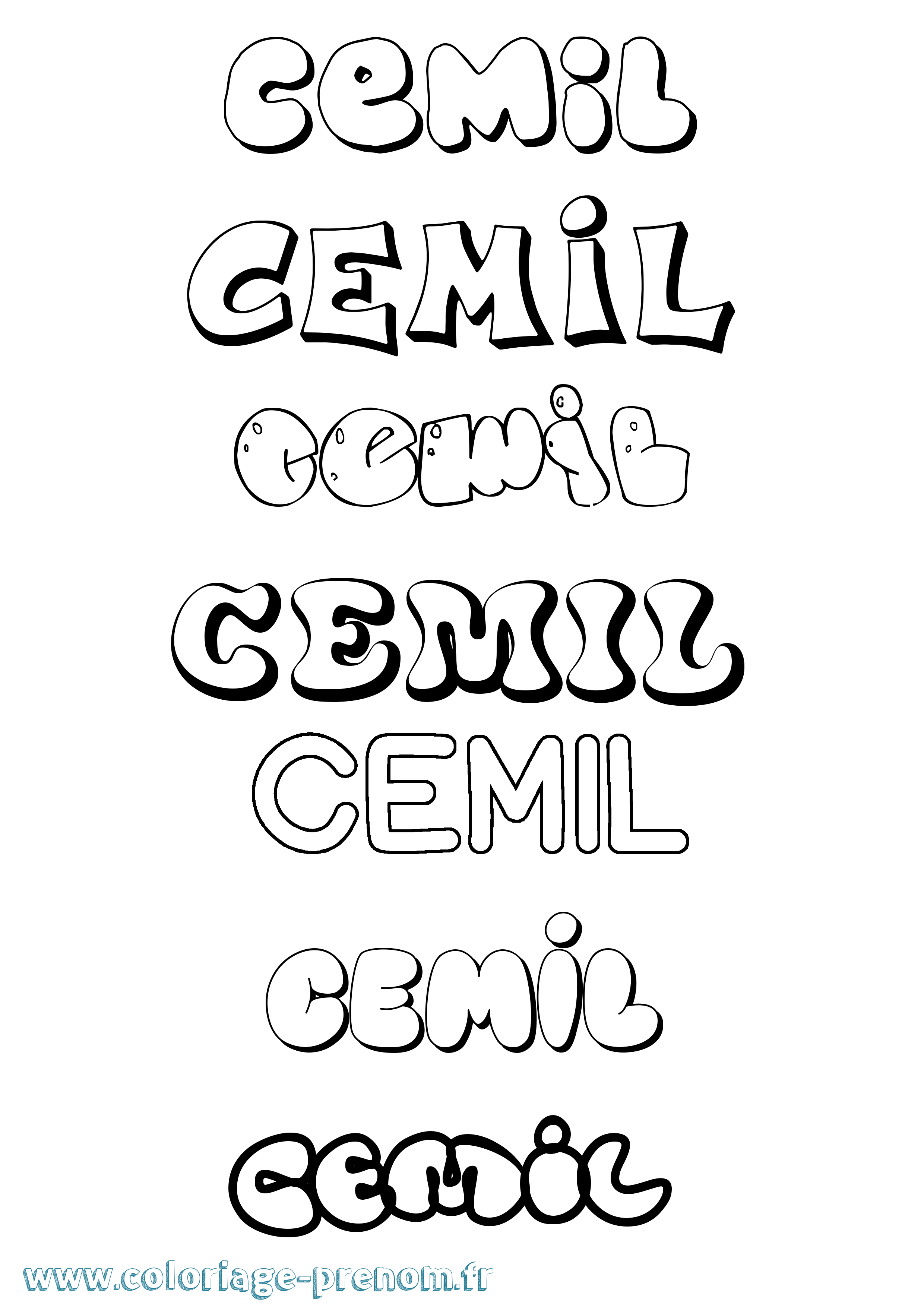 Coloriage Cemil Bubble Coloriage prénom Cemil Bubble