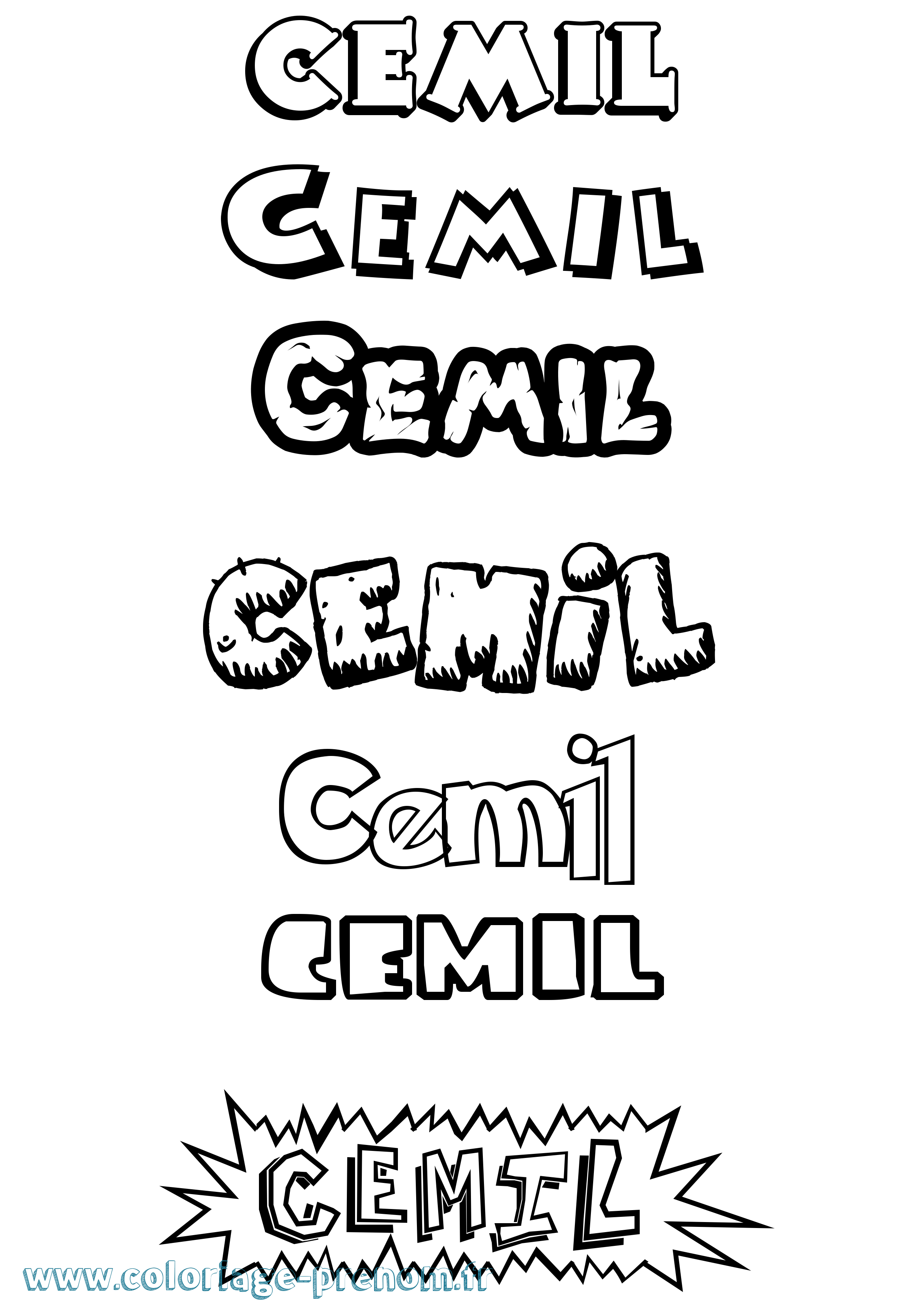 Coloriage Cemil Dessin Animé Coloriage prénom Cemil Dessin Animé